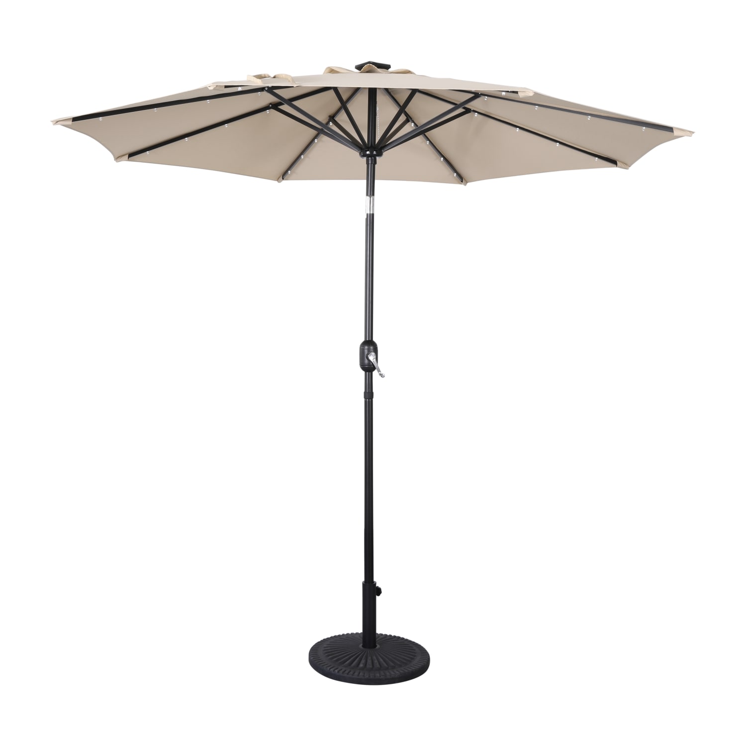 Flash Furniture Montego Commercial Grade 9ft Round Solar LED Umbrella with Crank Lift and Tilt Function, Tan - Image 3