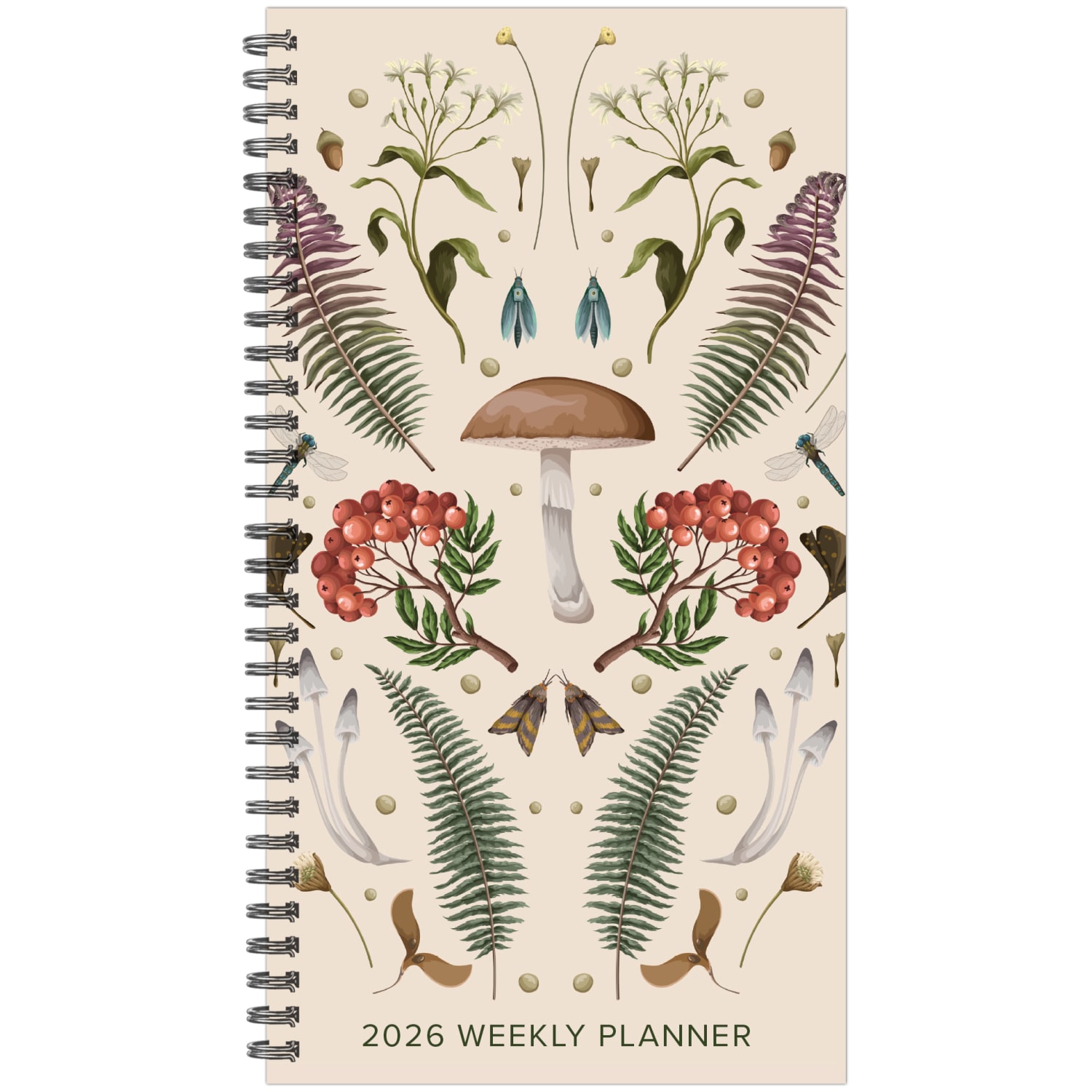 2026 Willow Creek Press Weekly/Monthly Spiral Pocket Planner, 3-1/2in x 6-1/2in, Woodland Mushroom, January To December, 57360