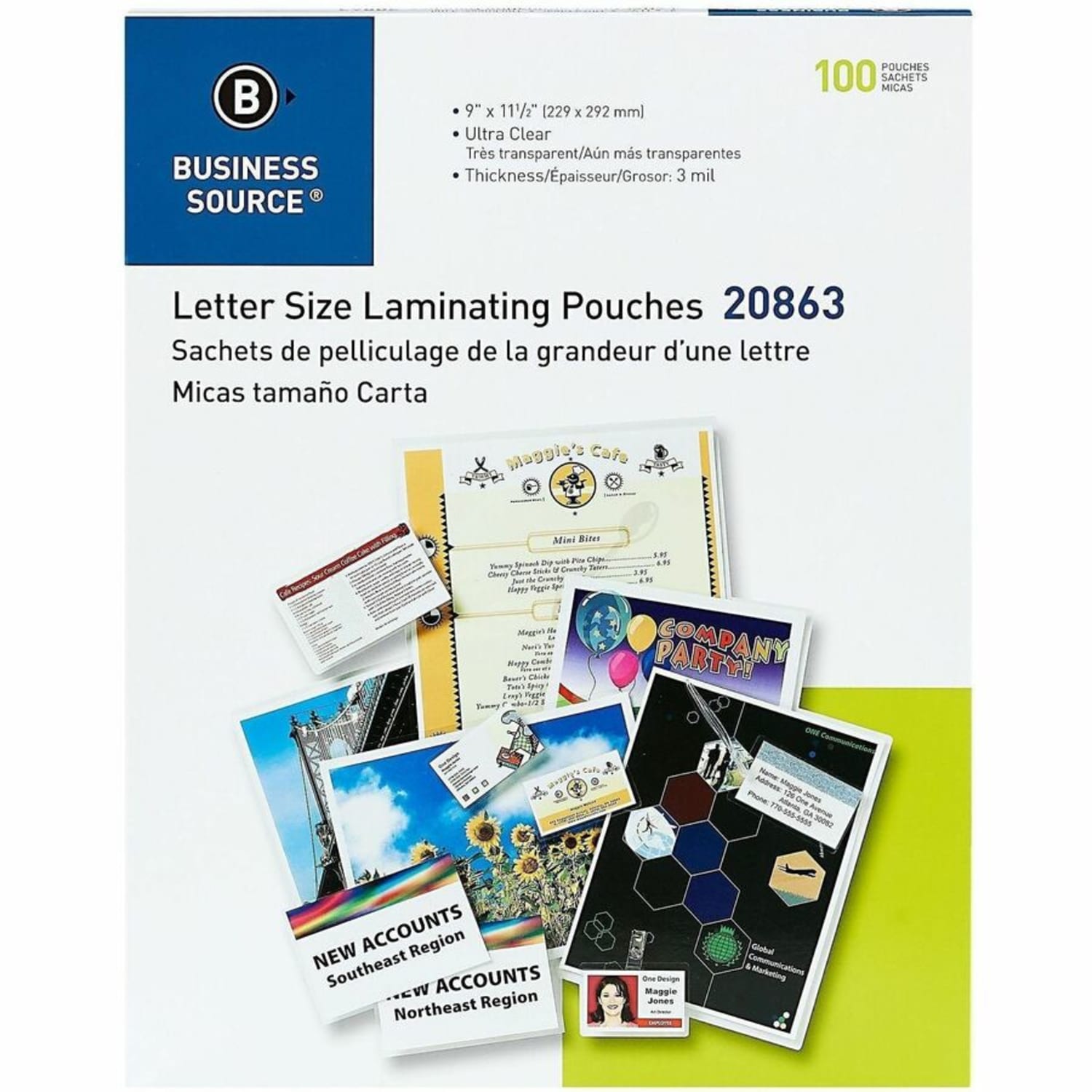 Business Source Letter Size Laminating Pouches - Sealed Long Side - Laminating Pouch/Sheet Size: 9inx 11.50inx3 mil Thickness -  - 20863 - Image 3