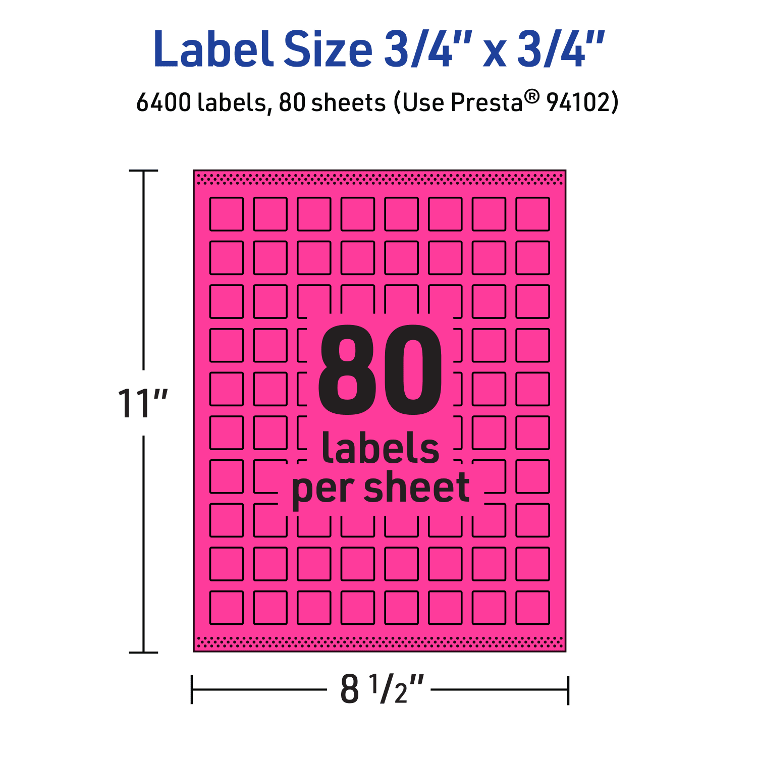 Avery Print-To-The-Edge Labels With Sure Feed Technology And Easy Peel, 94102-NMP80, Square, 3/4in x 3/4in, Matte Neon Magenta, Pack of 6400 - Image 6