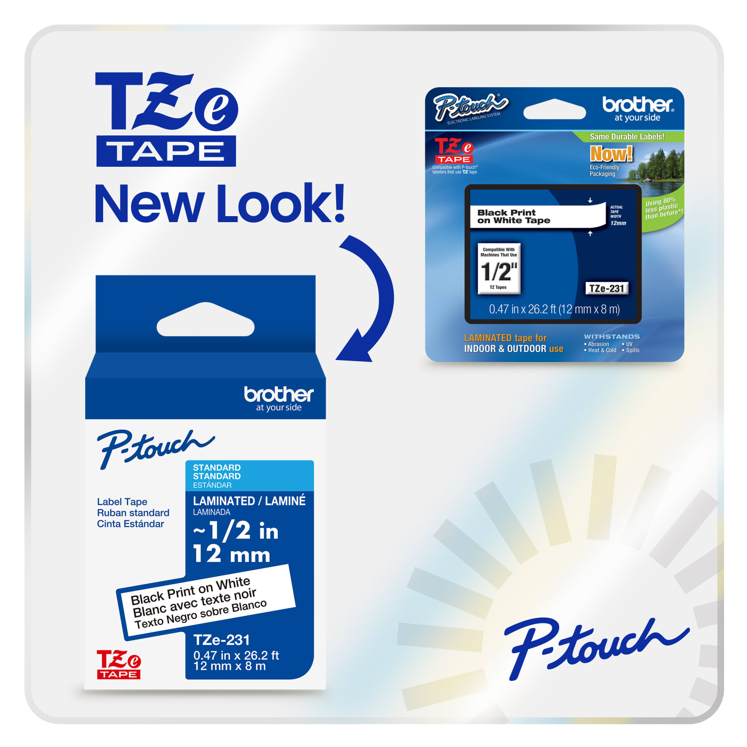 Brother P-touch TZe241, Laminated, 3/4in x 26.2 ft (18mm x 8m), Black on White Label Tape - Image 4