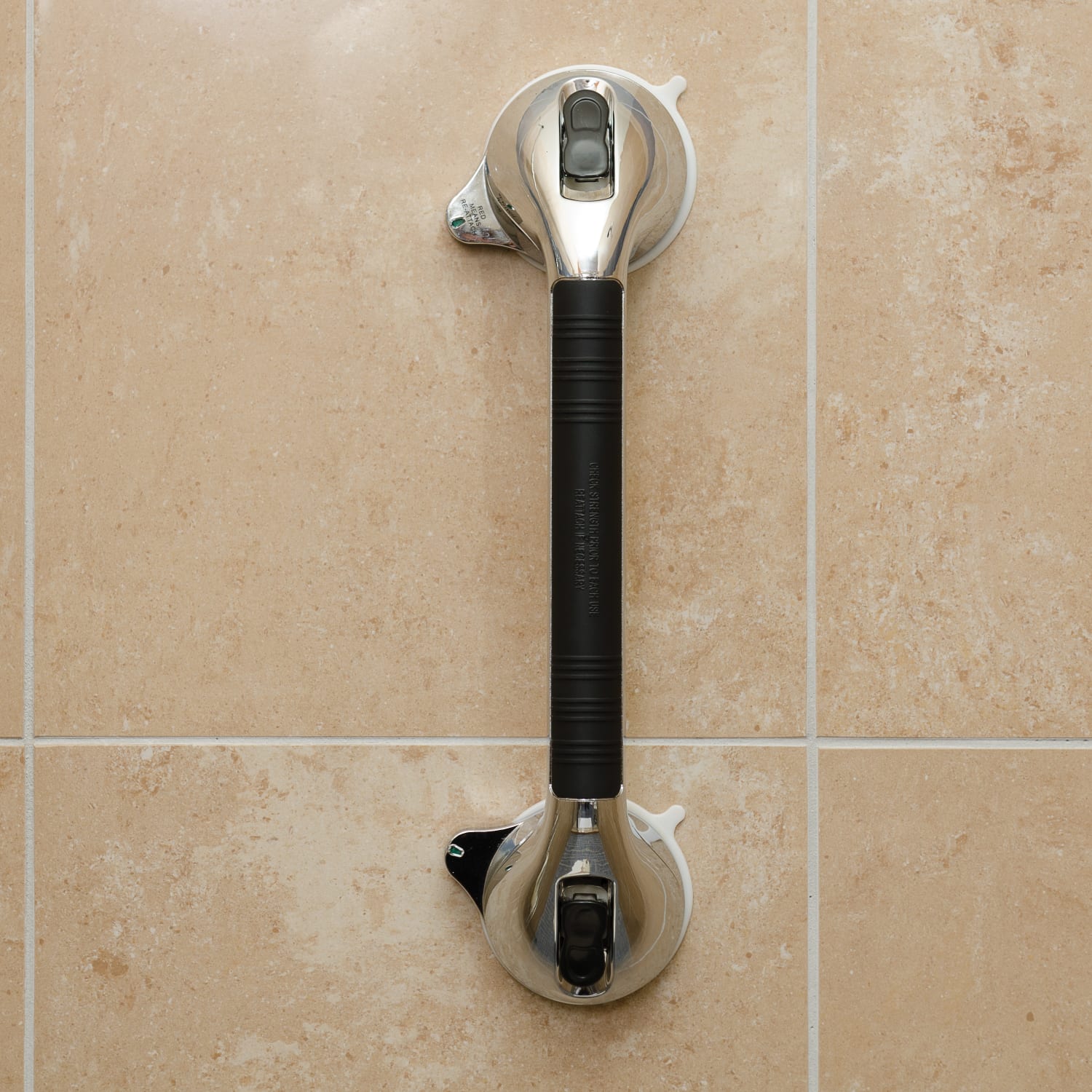 HealthSmart Suction Cup Grab Bar With Germ Protection, 16inH x 2inW x 3 1/2inD, Chrome - Image 3