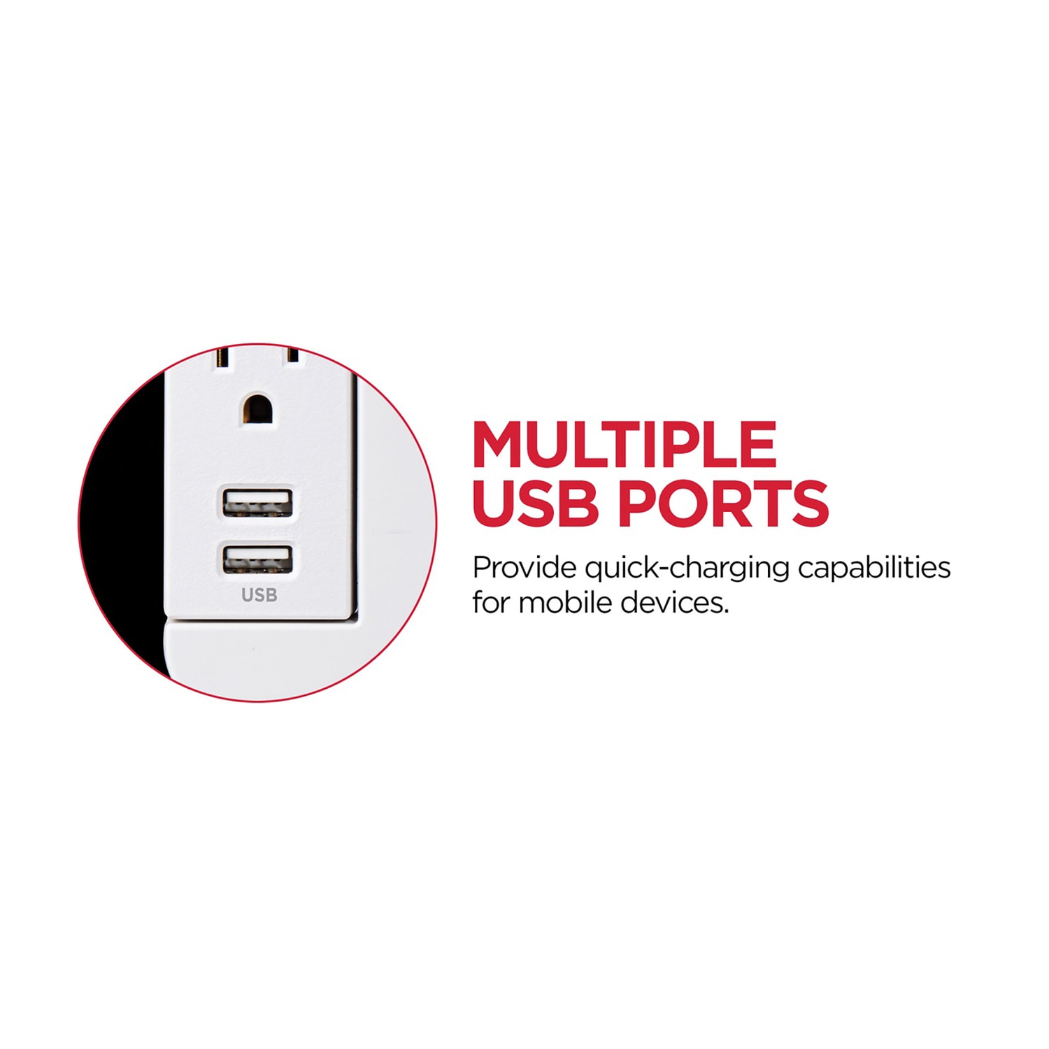 CyberPower P403URC1 4-Outlet Home Office Surge-Protector Power Strip With 2 USB Ports, 3', White - Image 3