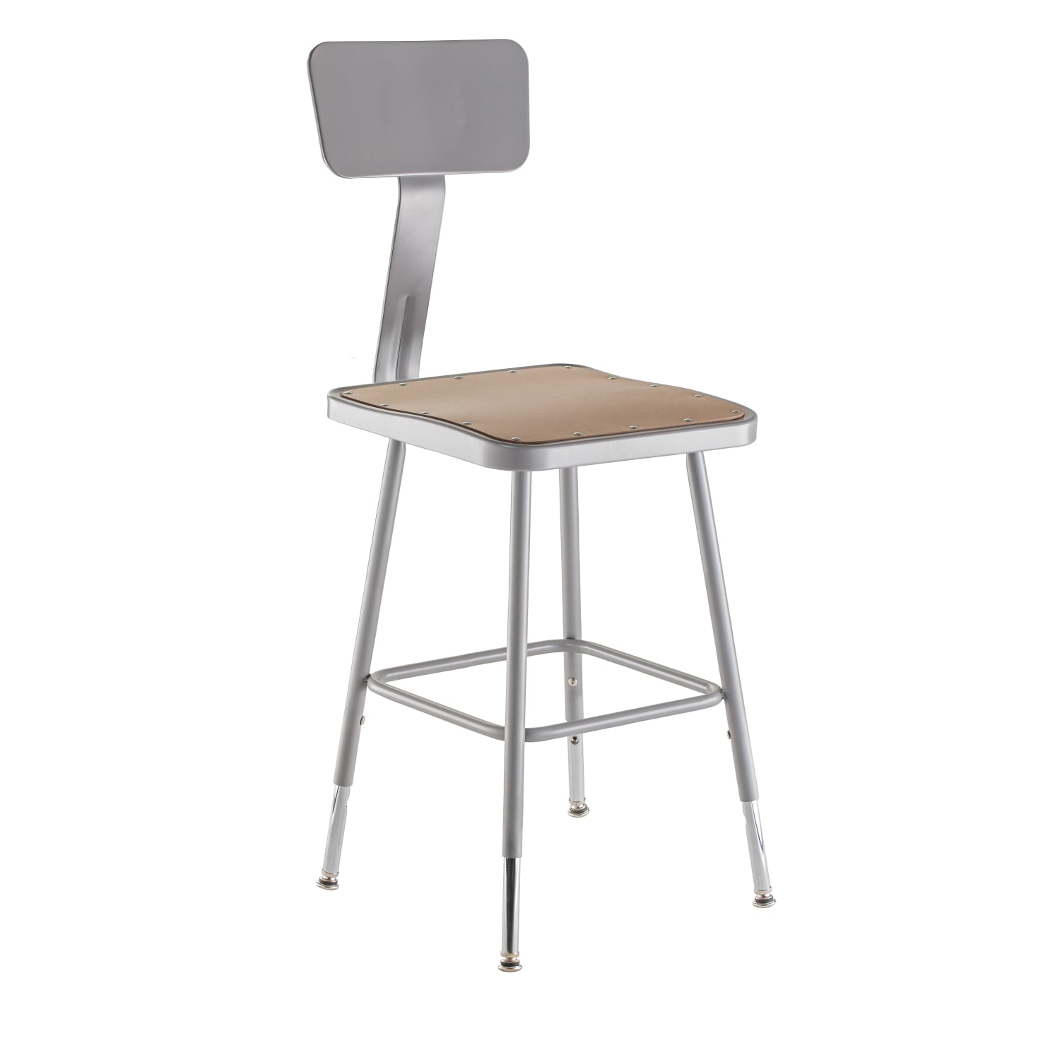 National Public Seating Hardboard Adjustable Height Task Stools With Backs, 19inH-26inH, Gray/Brown, Pack Of 2 Stools - Image 5