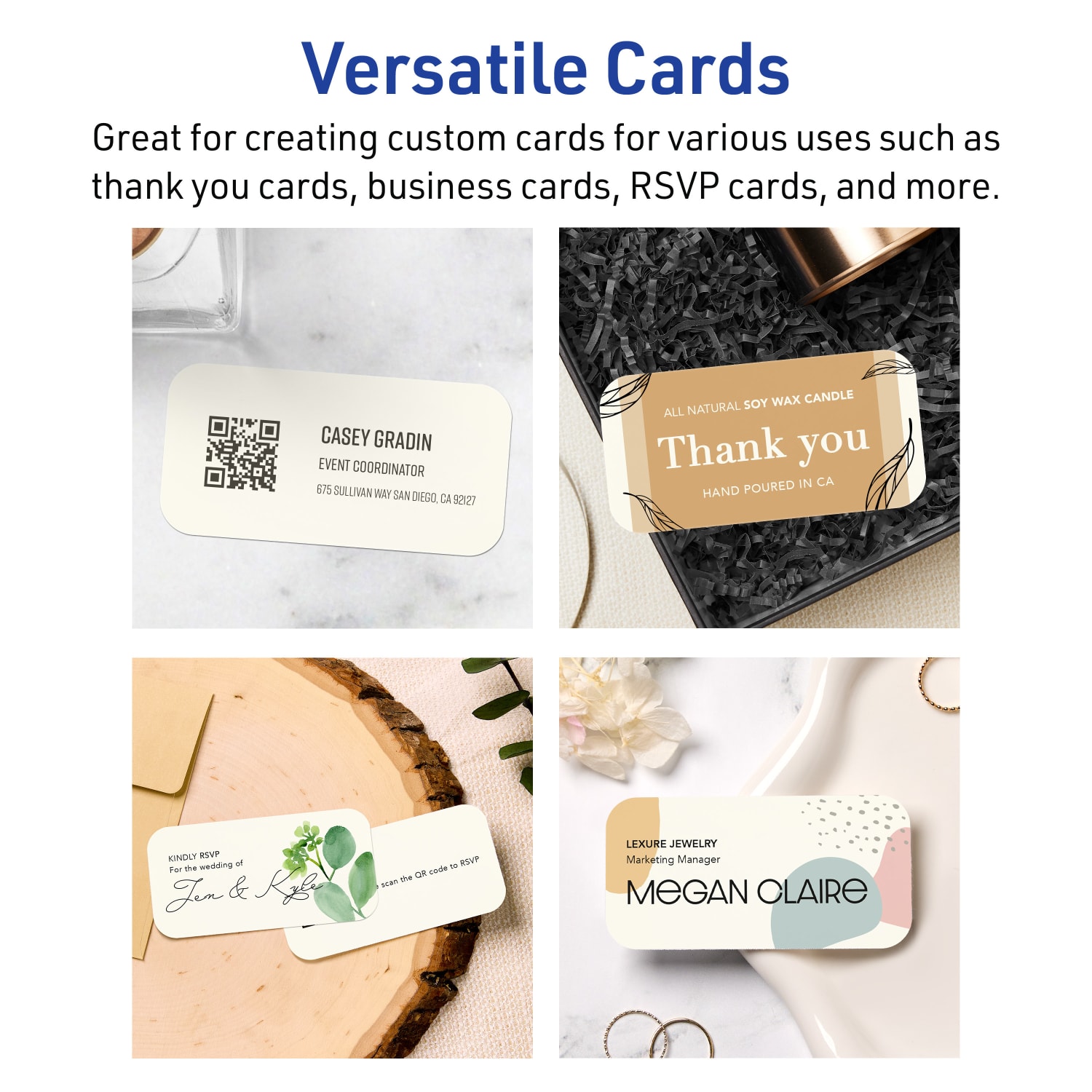 Avery Printable Rounded Corner Mini Business Cards With Sure Feed Technology, Print-To-The-Edge, 1.75inx3.5in, Matte Ivory, Pack Of 400 - Image 4