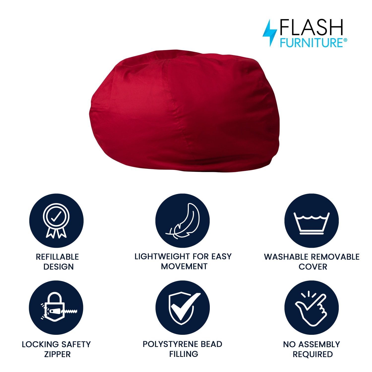 Flash Furniture Oversized Bean Bag Chair For Kids And Adults Red PopularChairscom Flash Furniture Oversized Bean Bag Chair For Kids And Adults Red PopularChairscom