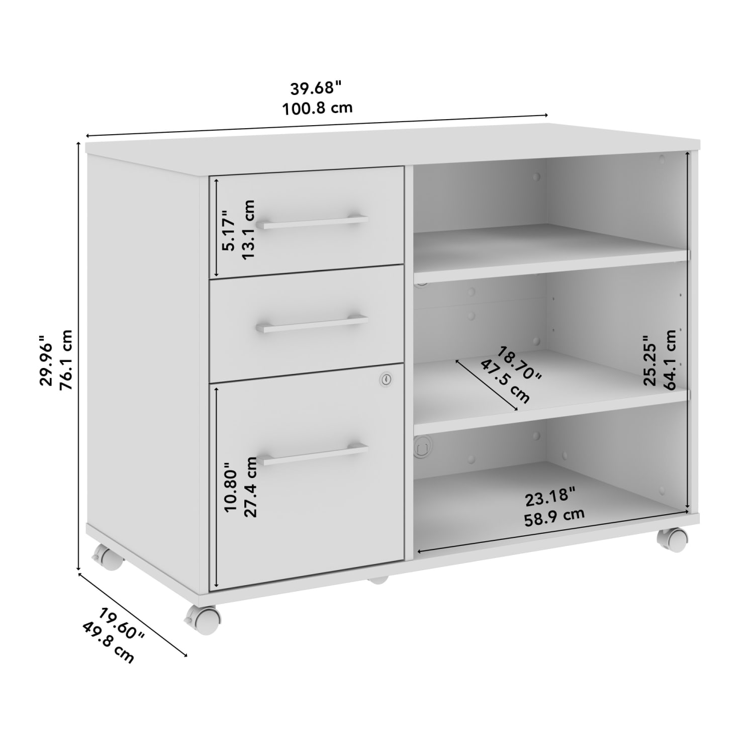 Bush Business Furniture Hustle Office Storage Cabinet With Wheels, Platinum Gray, Standard Delivery - Image 6