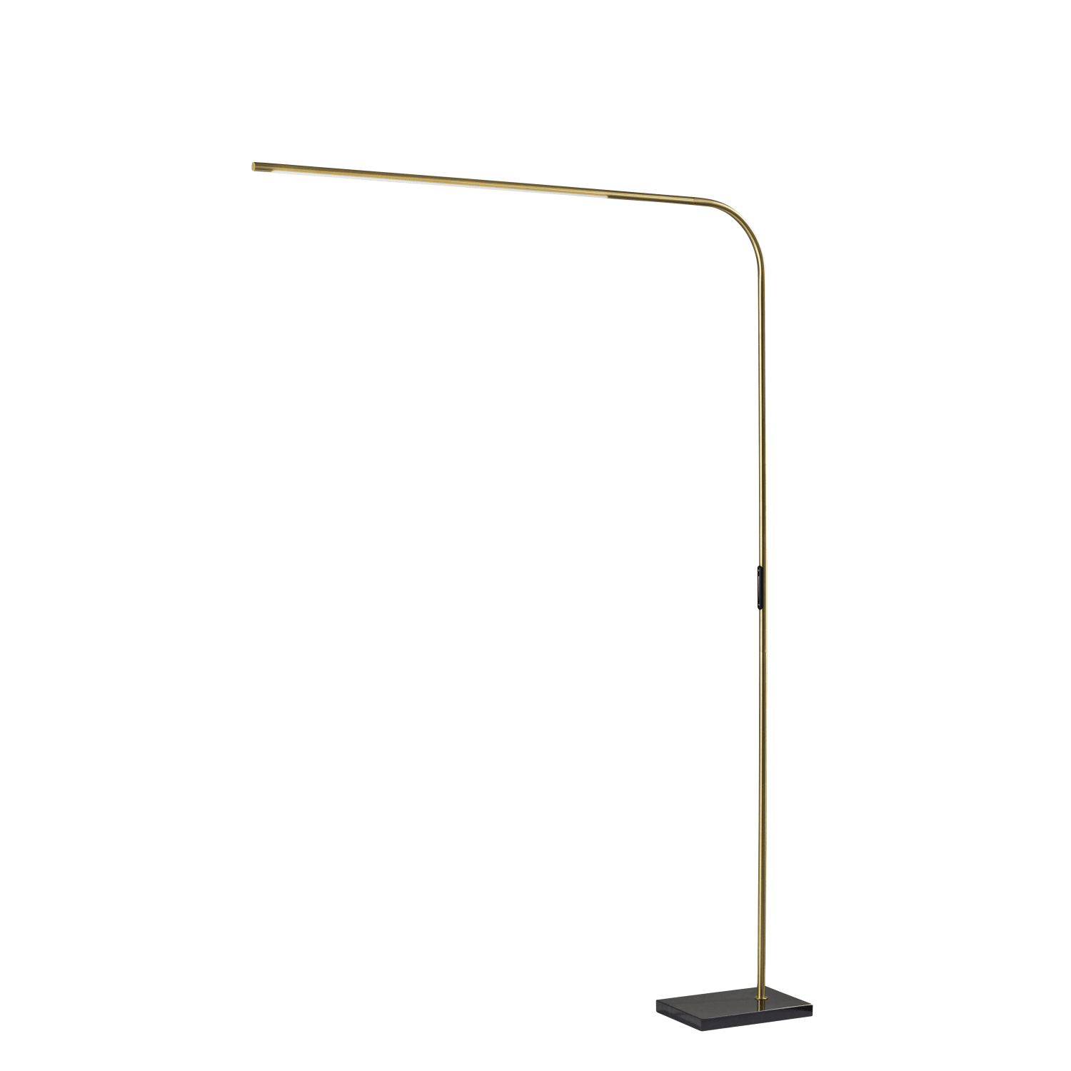 Adesso Cullen LED Arc Floor Lamp With Smart Switch, 74inH, Antique Brass Shade/Antique Brass & Black Base