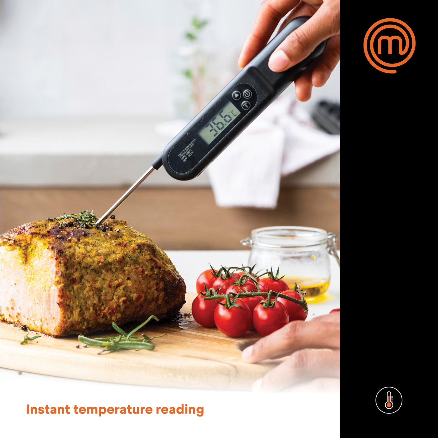 MasterChef Wireless Digital Food Thermometer, 15/16in x 10-5/8in x 6-3/4in, Black - Image 4
