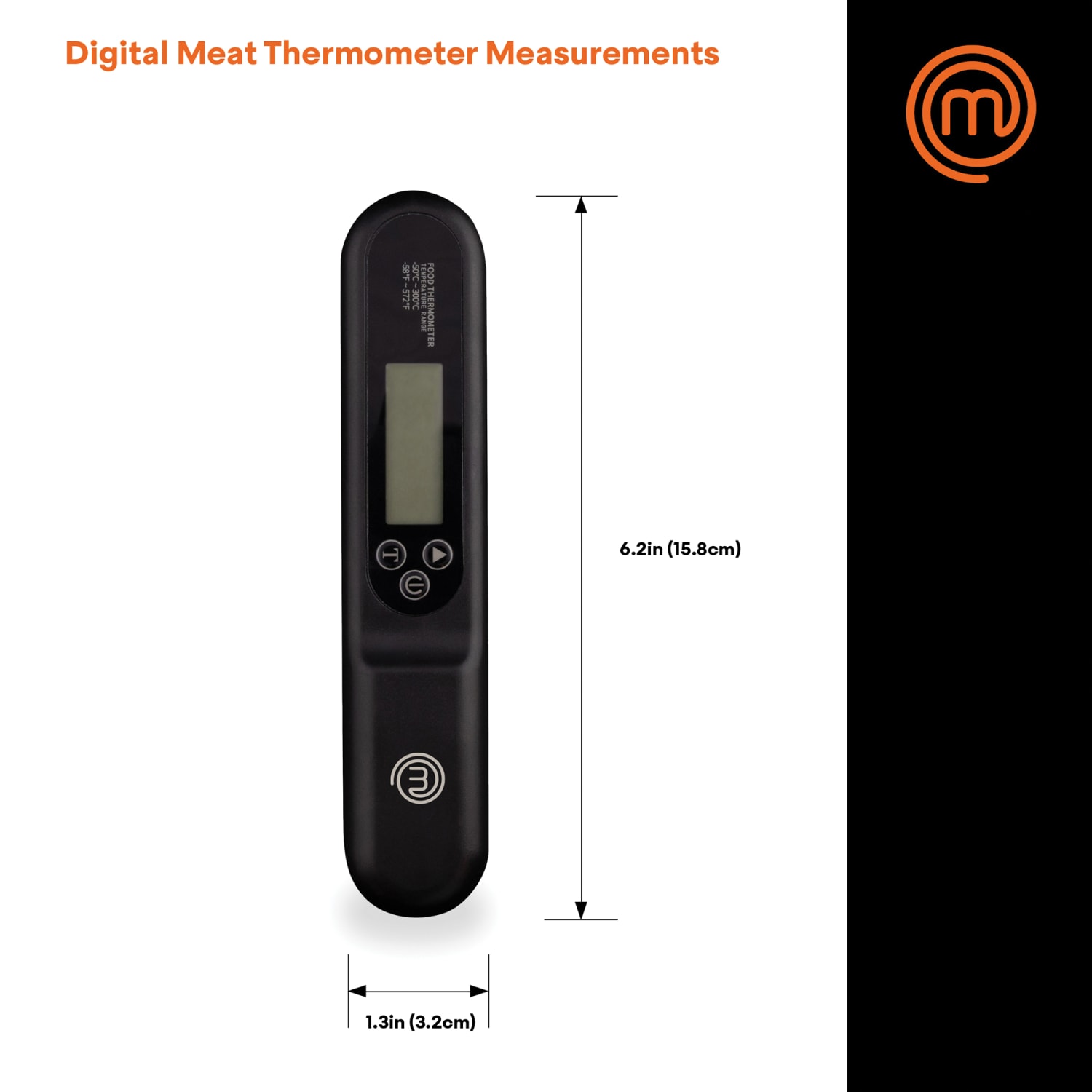 MasterChef Wireless Digital Food Thermometer, 15/16in x 10-5/8in x 6-3/4in, Black - Image 6