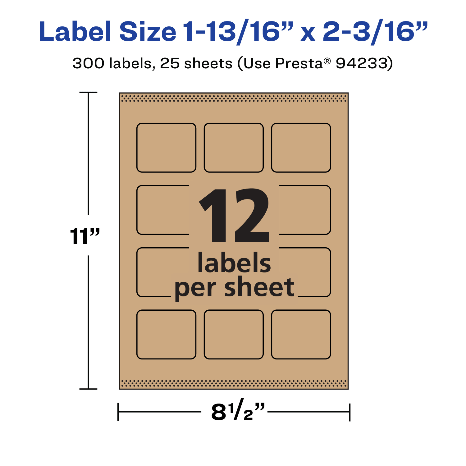 Avery Kraft Permanent Labels With Sure Feed, 94233-KMP25, Rectangle, 1-13/16in x 2-3/16in, Brown, Pack Of 300 - Image 6