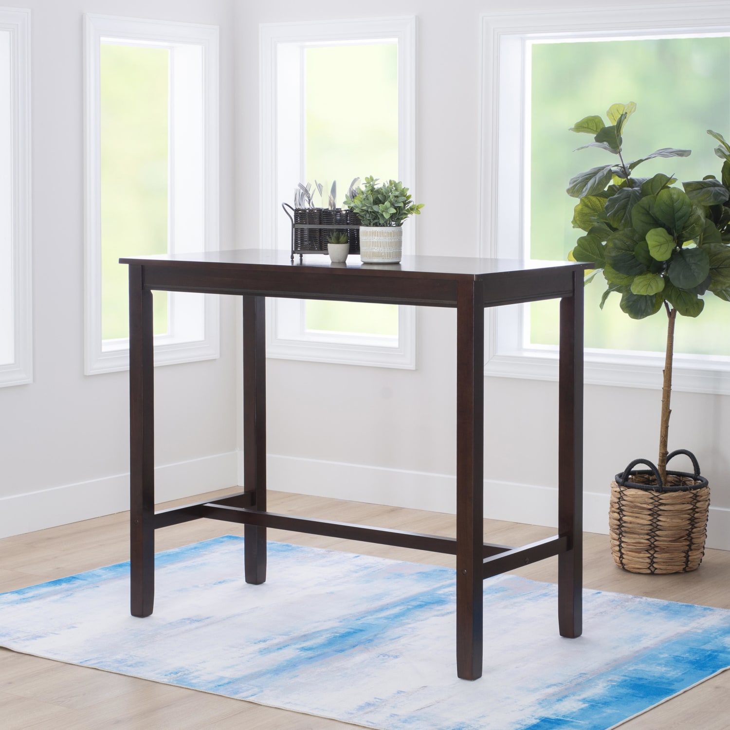 Linon Walker Bar Pub Table, 42inH x 47-1/4inW x 23-3/4inD, Walnut - Image 3