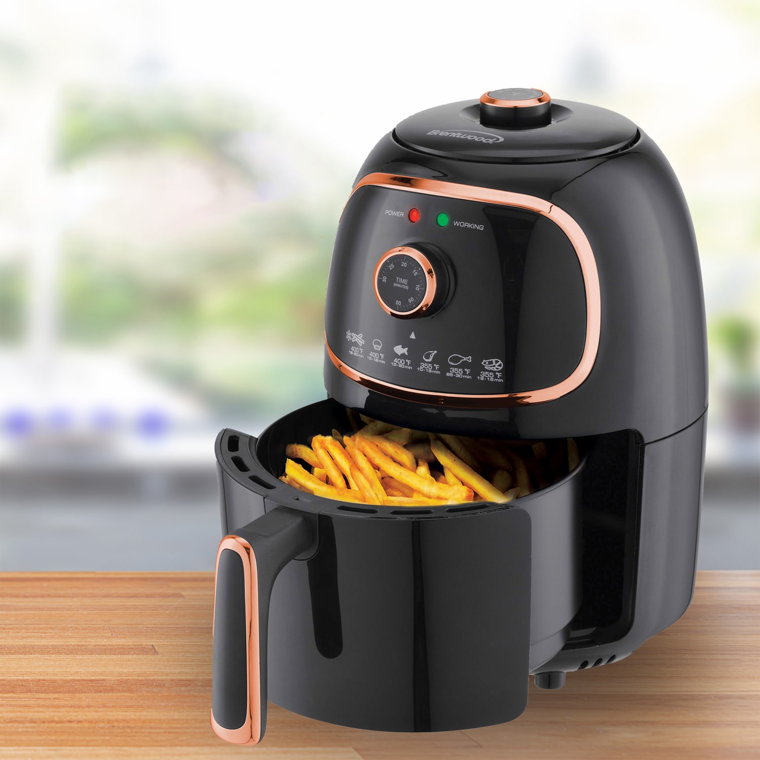 Brentwood 2-Quart Electric Air Fryer, Black/Copper - Image 6