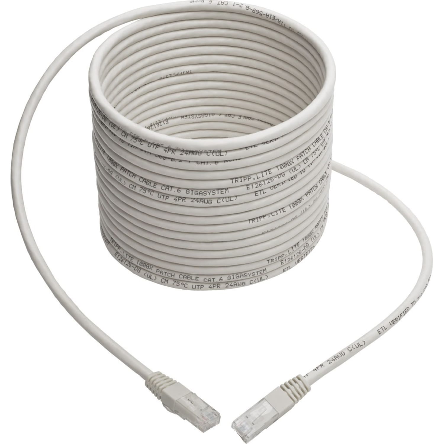 Tripp Lite 25ft Cat6 Gigabit Molded Patch Cable RJ45 M/M 550MHz 24AWG White - Image 3