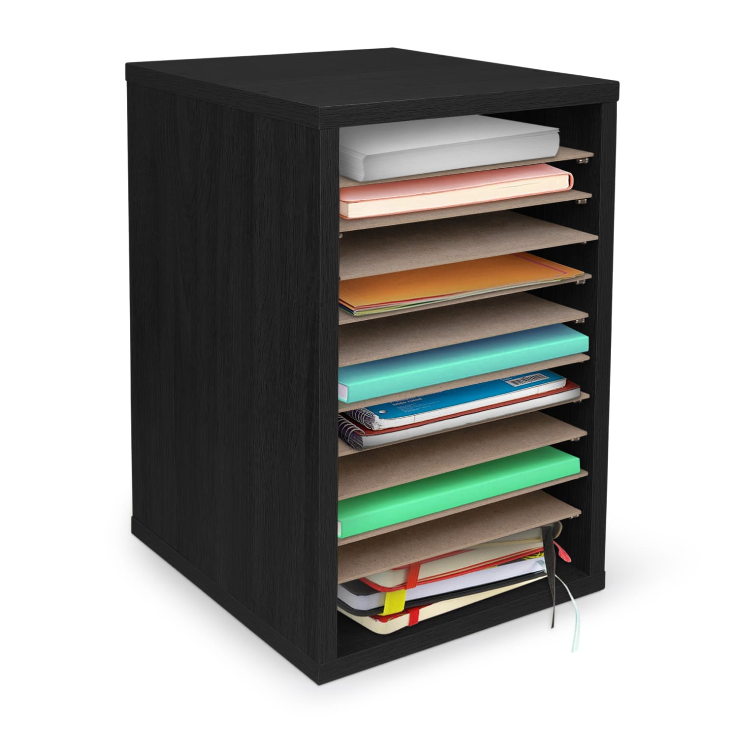 Alpine 11-Compartment Vertical File Organizer, 16-1/4inH x 10-3/4inW x 11-13/16inD, Black