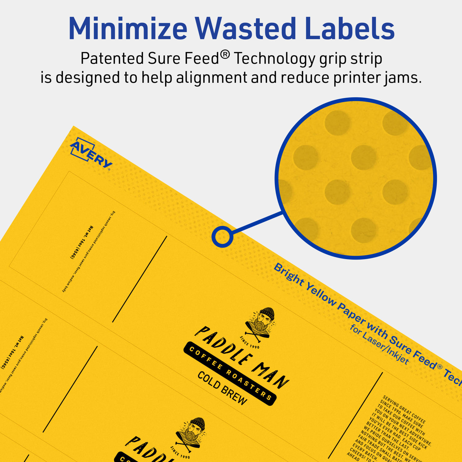 Avery Print-To-The-Edge Labels With Sure Feed Technology, 94225-BYP10, Rectangle, 1in x 7in, Matte Bright Yellow, Pack of 80 - Image 5