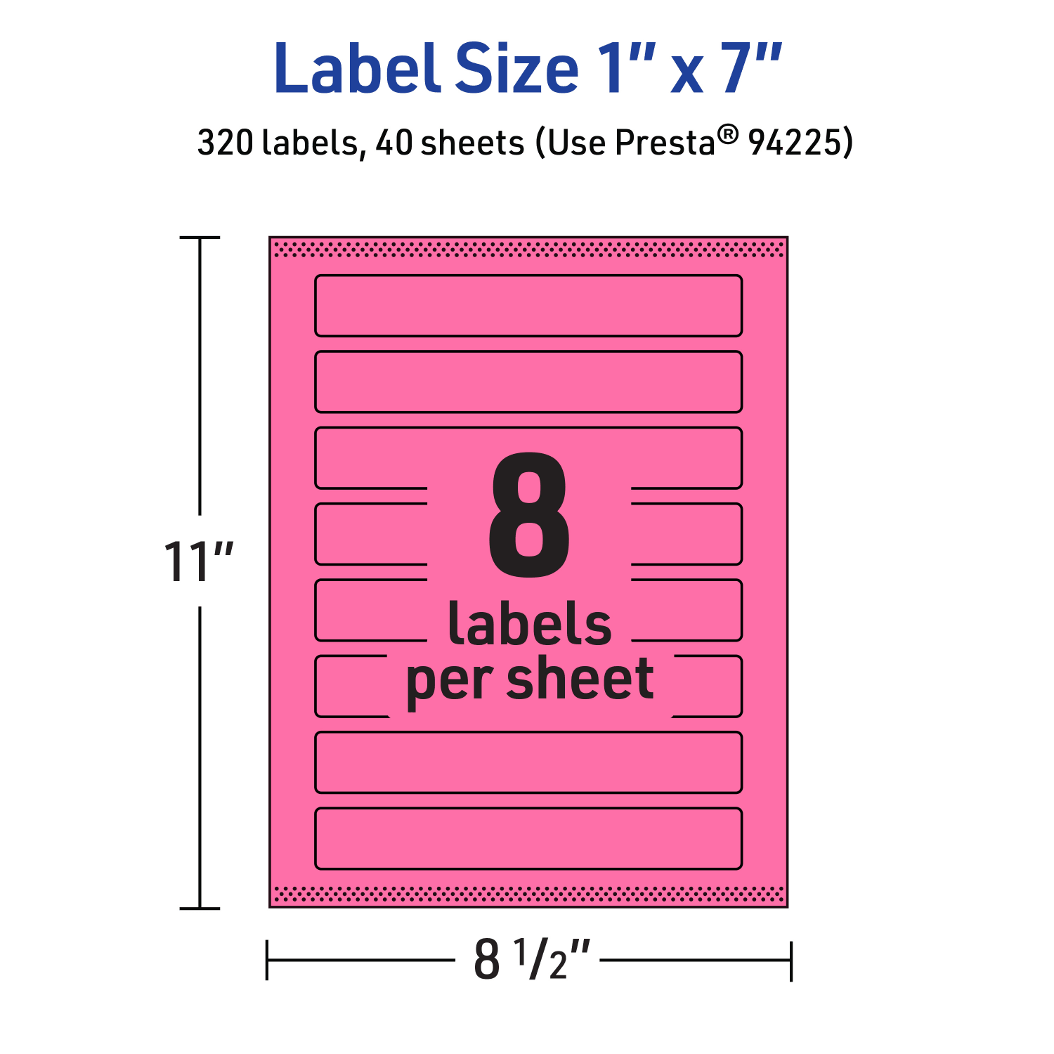 Avery Print-To-The-Edge Labels With Sure Feed Technology, 94225-BPP40, Rectangle, 1in x 7in, Matte Bright Pink, Pack of 320 - Image 6