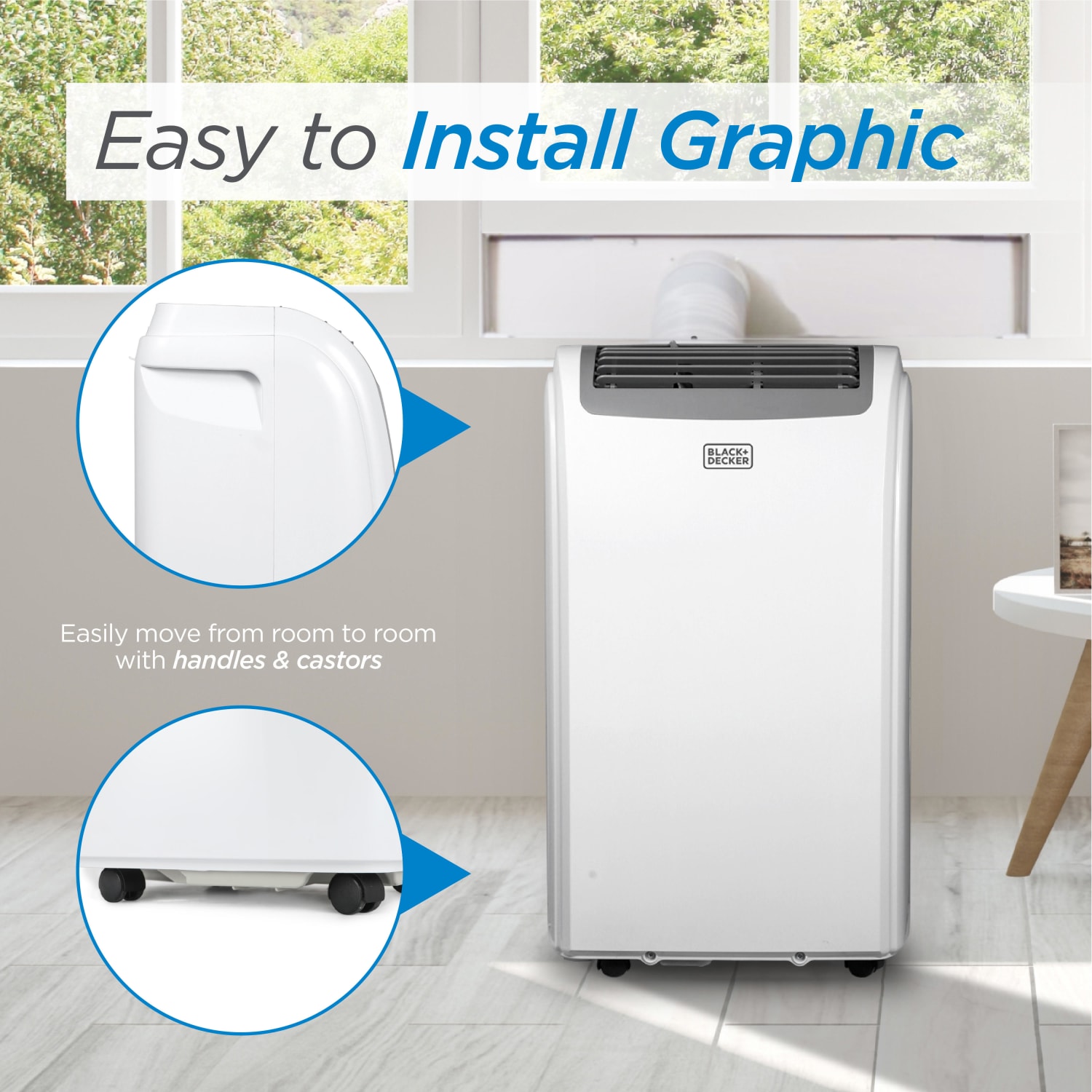 Black+Decker Portable Air Conditioner, 14,000 BTU, 27.2inH x 17.32inW x 13.2inD, White - Image 5