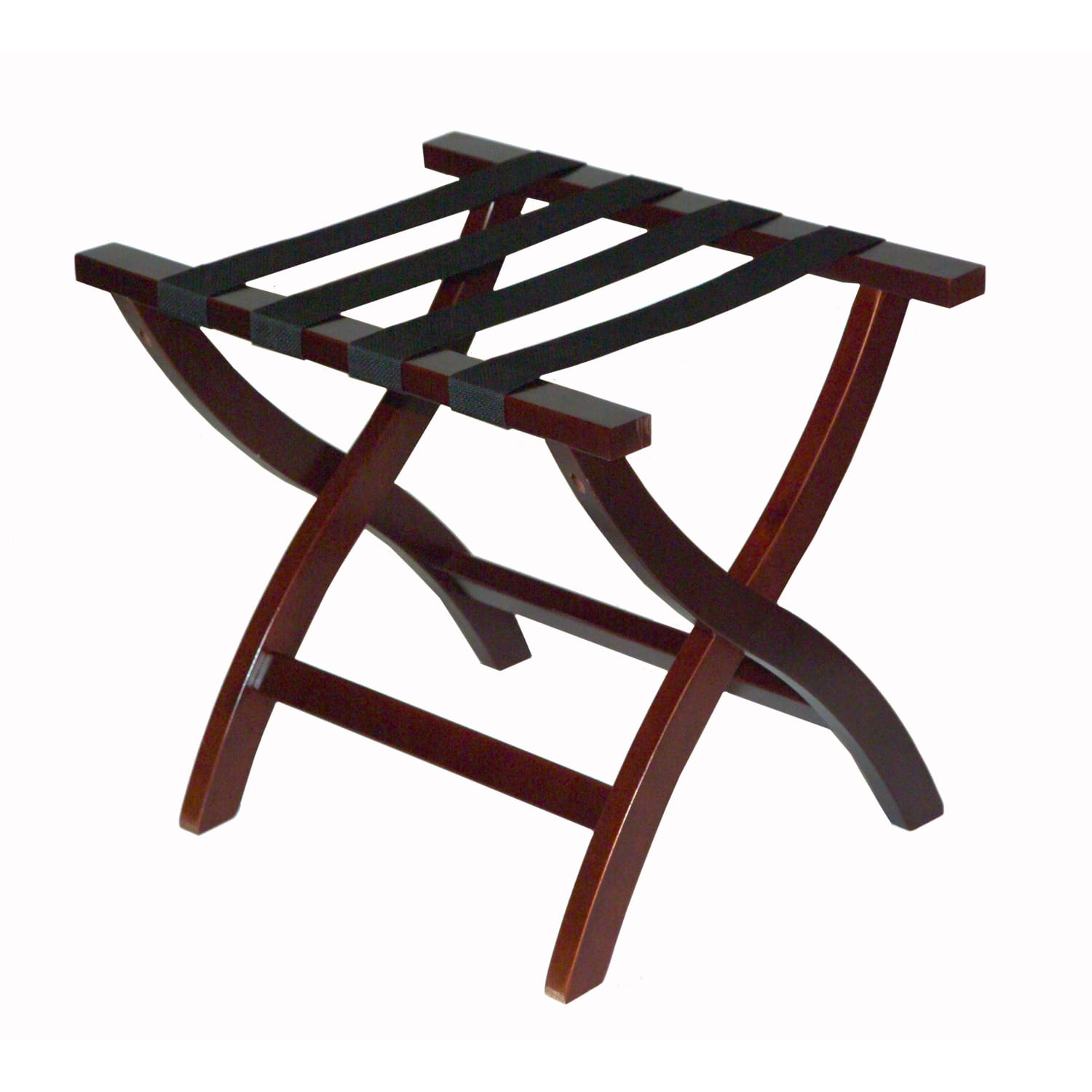 CSL Premier High Back Wood Luggage Racks, 24inH x 23inW x 19inD, Mahogany/Black, Pack Of 3 Racks, 77MAH