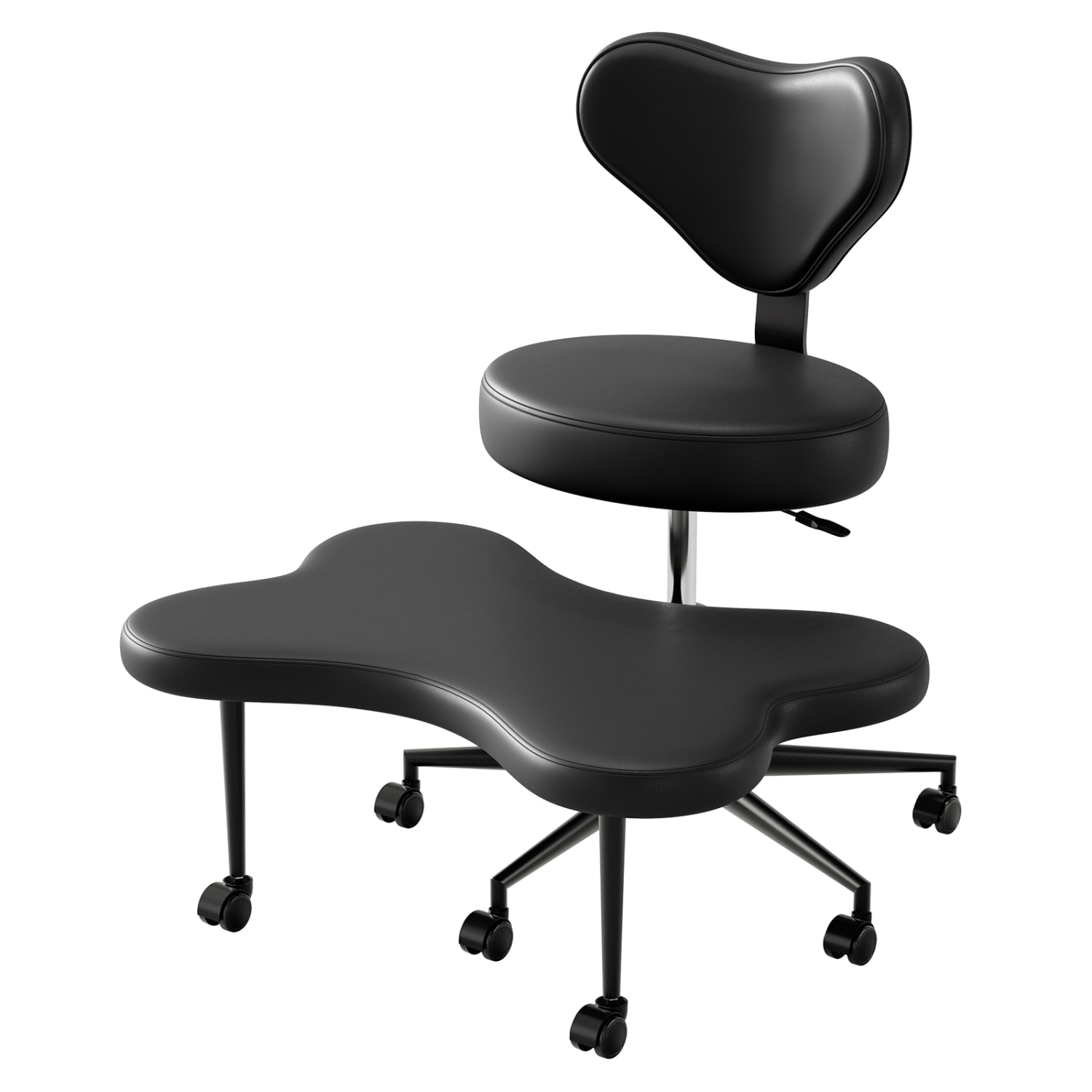 Pinmoco Ergonomic Fabric Mid-Back Cross-Legged Swivel Task Chair, Blue - Image 3