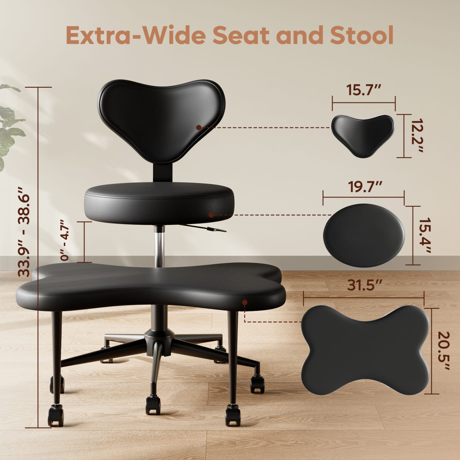 Pinmoco Ergonomic Fabric Mid-Back Cross-Legged Swivel Task Chair, Blue - Image 6
