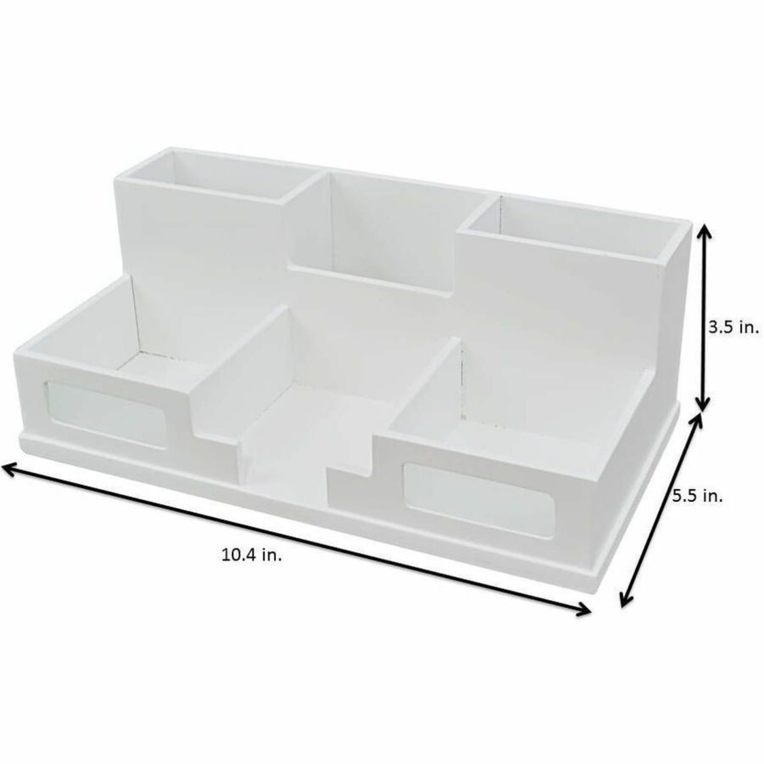 Victor W9525 Pure White Desk Organizer with Smart Phone Holder- 6 Compartment(s) - 3.5in Height x 5.5in Width x 10.4in Depth - White - Wood, Frosted Glass, Rubber - 1 Each - Image 3