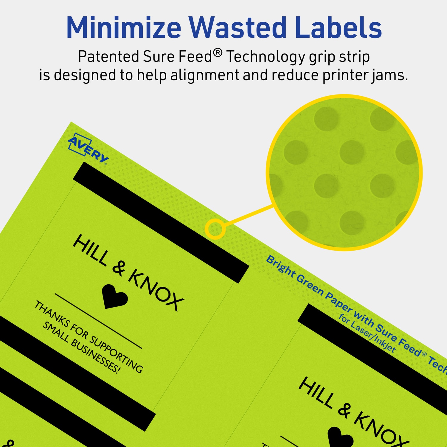 Avery Print-To-The-Edge Labels With Sure Feed Technology And Easy Peel Label Feature, 94101-BGP40, Square, 3in x 3in, Matte Bright Green, Pack of 240 - Image 5
