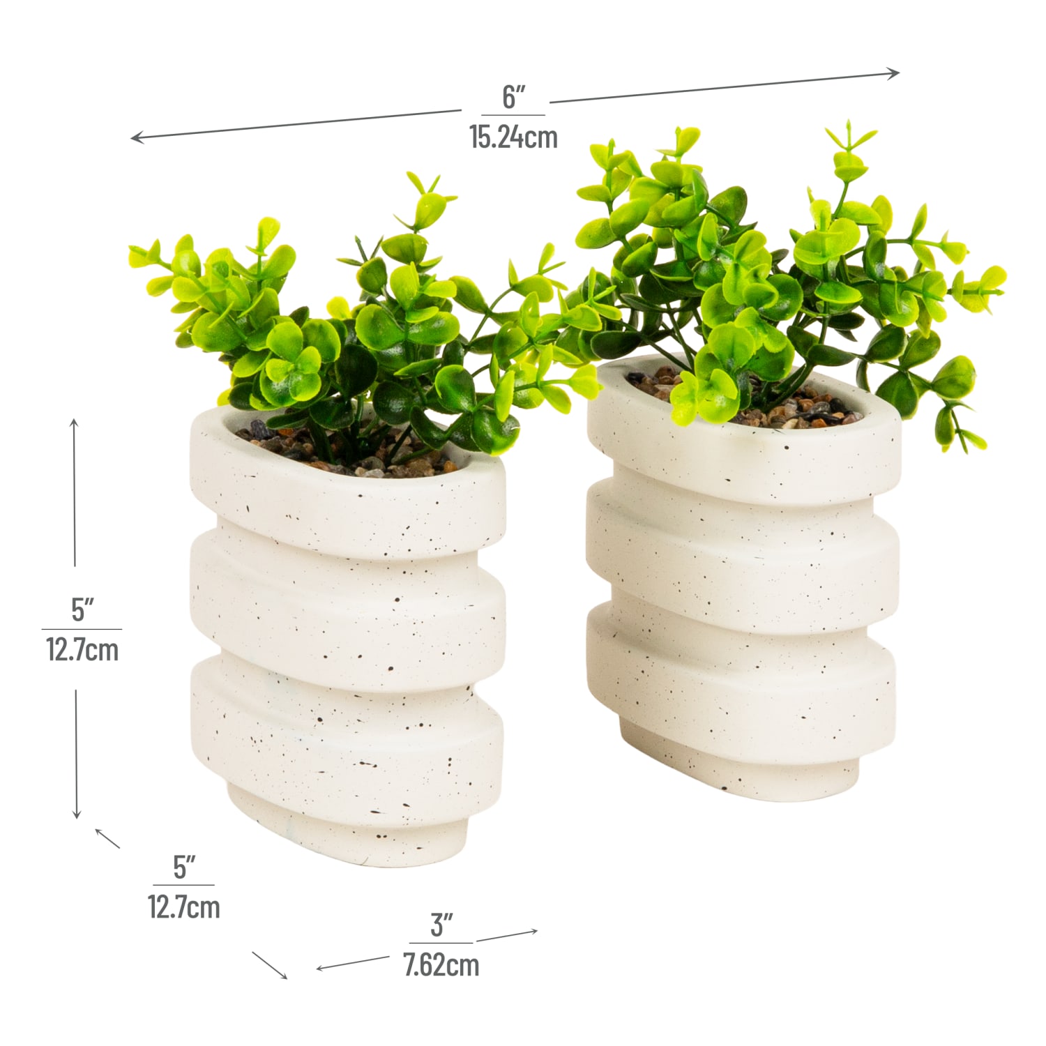 Mind Reader Ribbed Cement Planter Bookends, 5in x 3in, White, Total Qty 2 - Image 4
