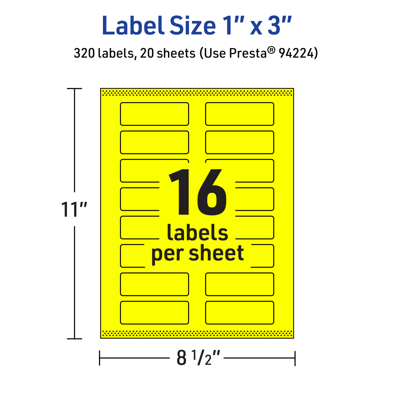 Avery Print-To-The-Edge Labels With Sure Feed Technology And Easy Peel, 94224-NYP20, Rectangle, 1in x 3in, Matte Neon Yellow, Pack of 320 - Image 6