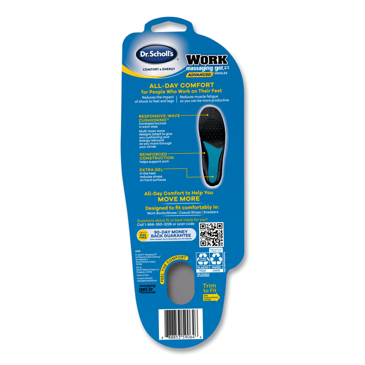 Dr. Scholl"s Womens Comfort And Energy Massaging Gel Insoles, Sizes 6 To 11 - Image 4