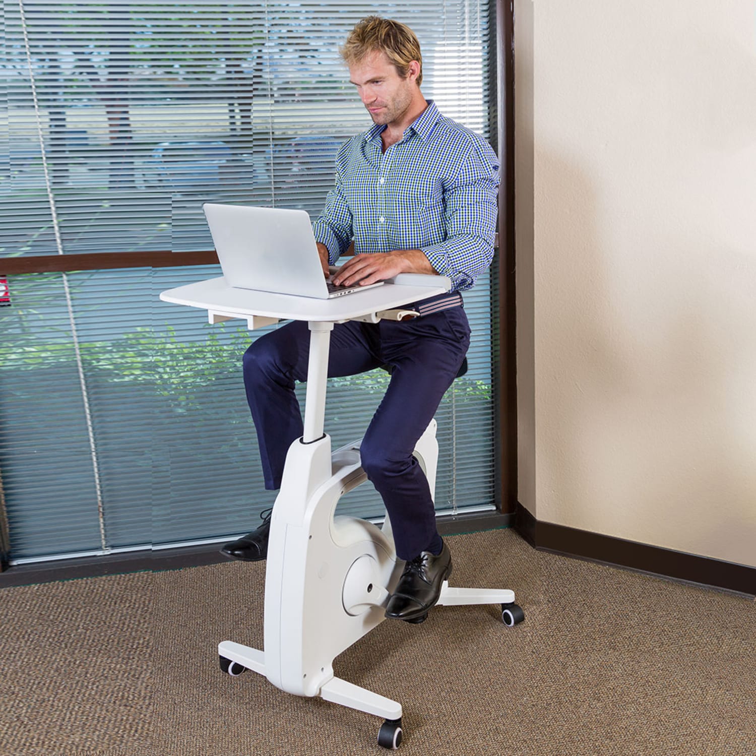 Flexispot V9 Desk Exercise Bike With Notebook Tray, White - Image 3