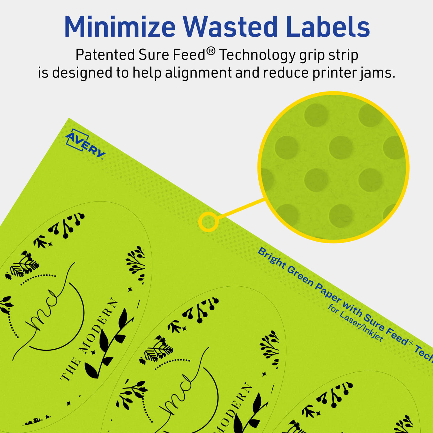 Avery Printable Labels With Sure Feed Technology, 94058-BGP10, Oval, 4-1/4in x 2-1/2in, Matte Bright Green, Pack of 60 - Image 5