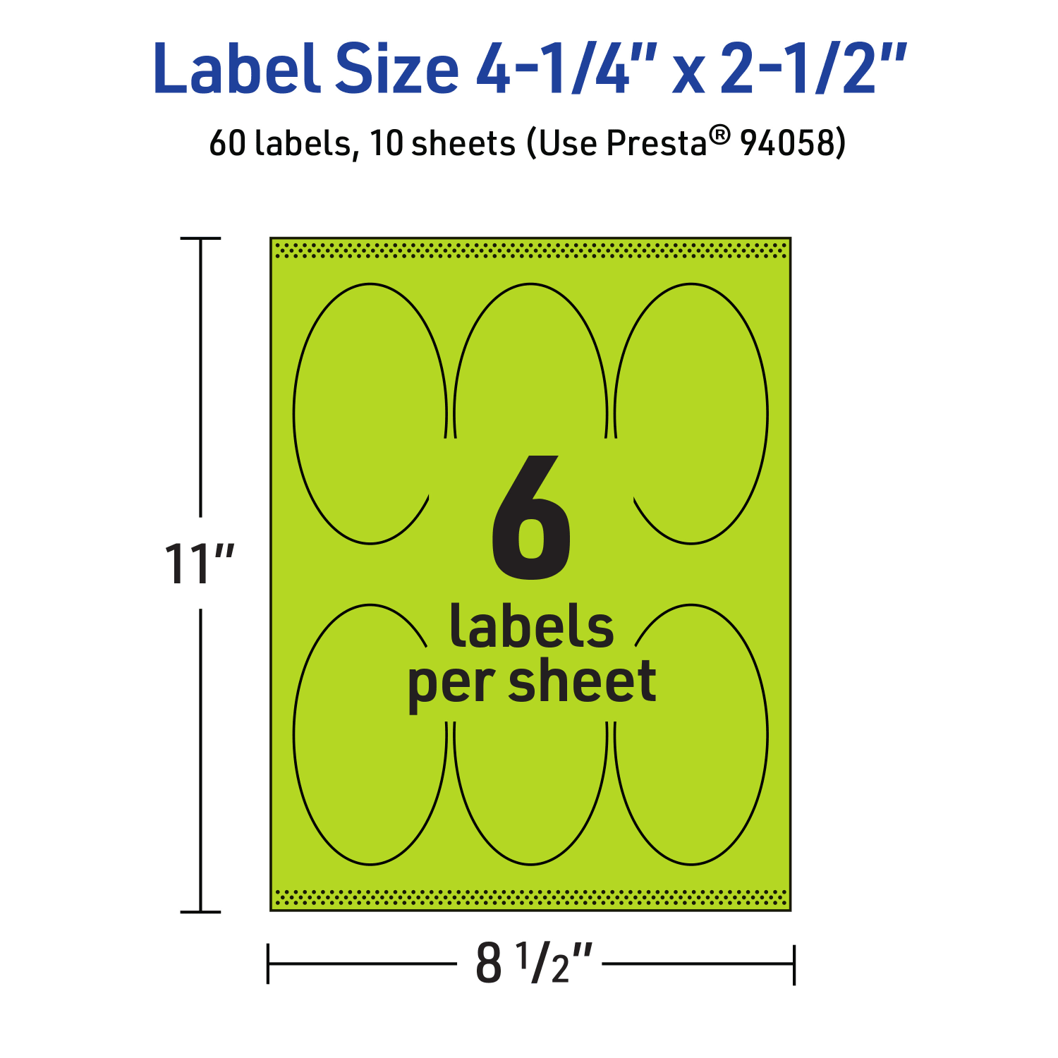 Avery Printable Labels With Sure Feed Technology, 94058-BGP10, Oval, 4-1/4in x 2-1/2in, Matte Bright Green, Pack of 60 - Image 6