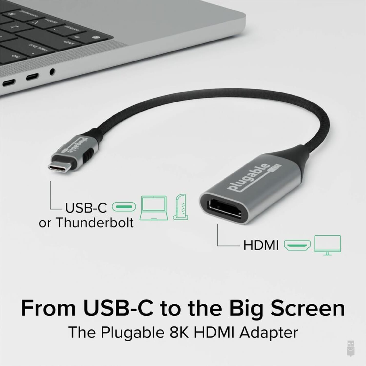 Plugable USB C to HDMI Adapter, 8K 60Hz or 4K 144Hz, USB4 / Thunderbolt to HDMI Adapter, USBCHDMI8K - Image 3