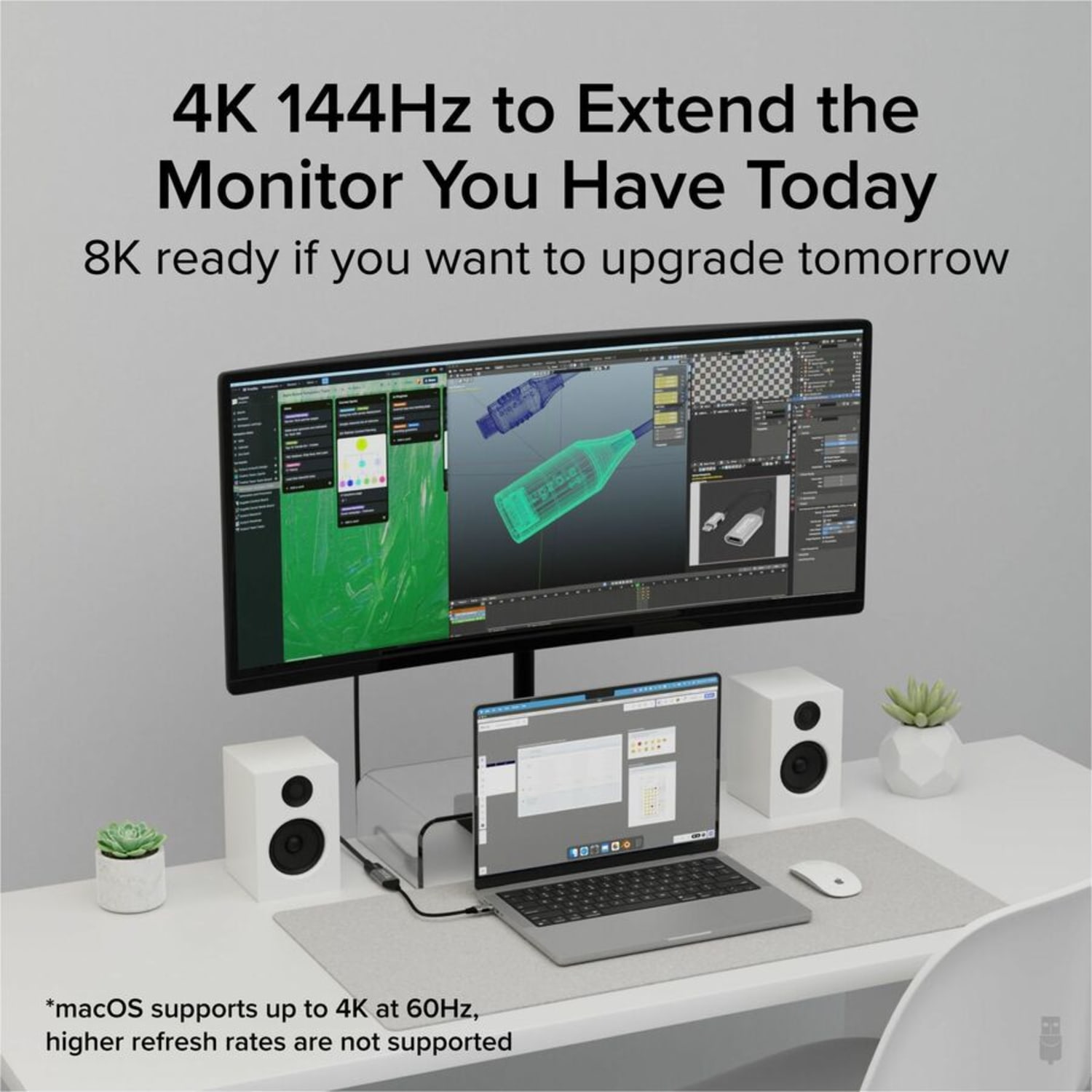 Plugable USB C to HDMI Adapter, 8K 60Hz or 4K 144Hz, USB4 / Thunderbolt to HDMI Adapter, USBCHDMI8K - Image 4