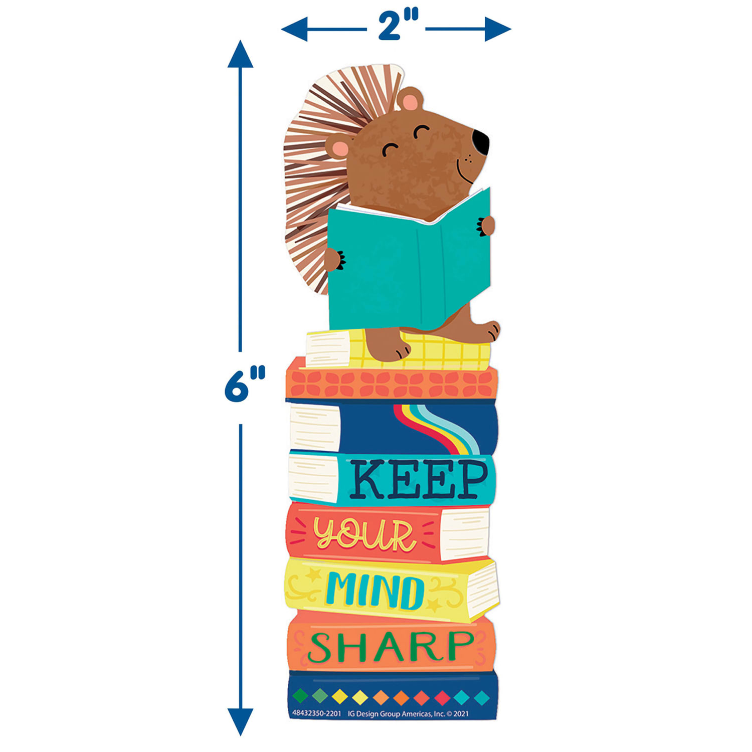 Eureka Bookmarks, 2in x 6in, Hedge Hog Keep Your Mind Sharp, 36 Per Pack, Set Of 6 Packs - Image 4