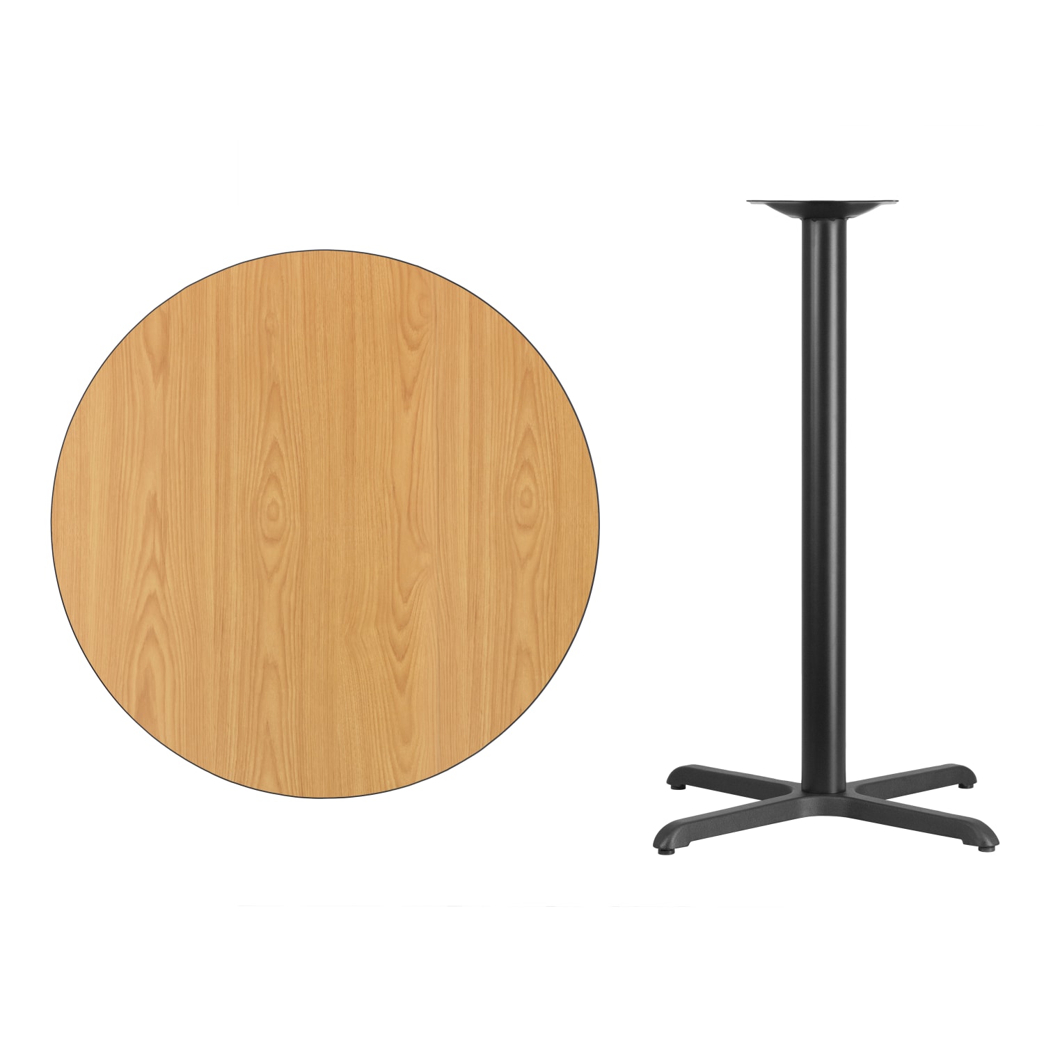 Flash Furniture Round Laminate Table Top With Bar Height Table Base, 43-3/16inH x 36inW x 36inD, Natural - Image 5