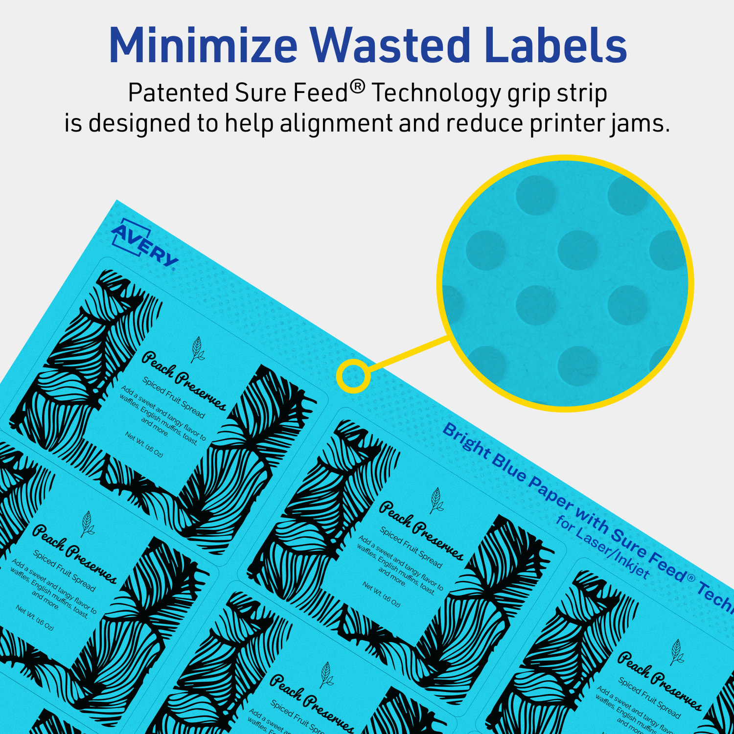 Avery Printable Labels With Sure Feed Technology, 94235-BBP80, Rectangle, 2in x 2-5/8in, Matte Bright Blue, Pack of 1200 - Image 5