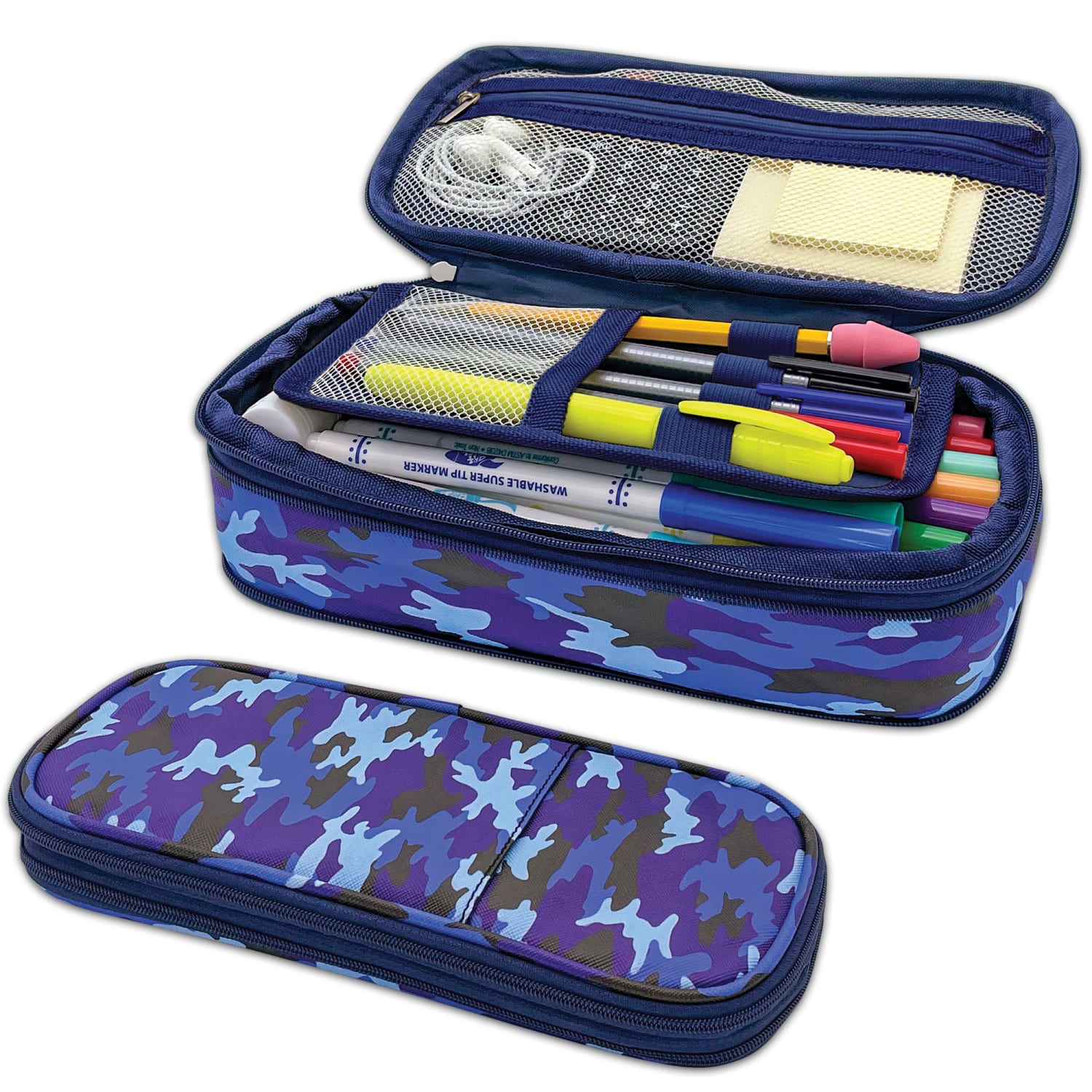 Teacher Created Resources Pencil Cases, 2-1/2inH x 4-1/4inW x 9inD, Blue Camo, Pack Of 3 Cases - Image 6