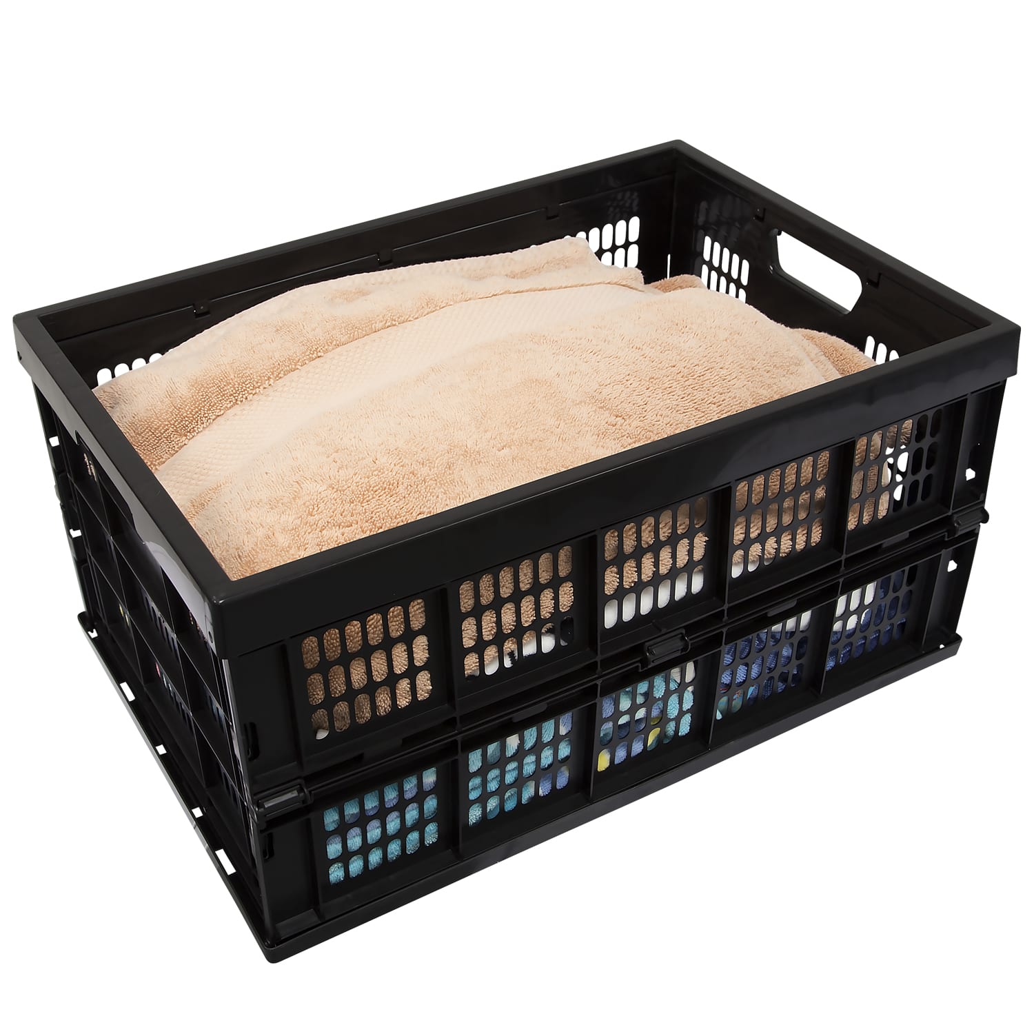 Mount-It! Collapsible Standard Duty Storage Crate, 10-1/2inH x 20-1/2inW x 13-15/16inD, Black - Image 3