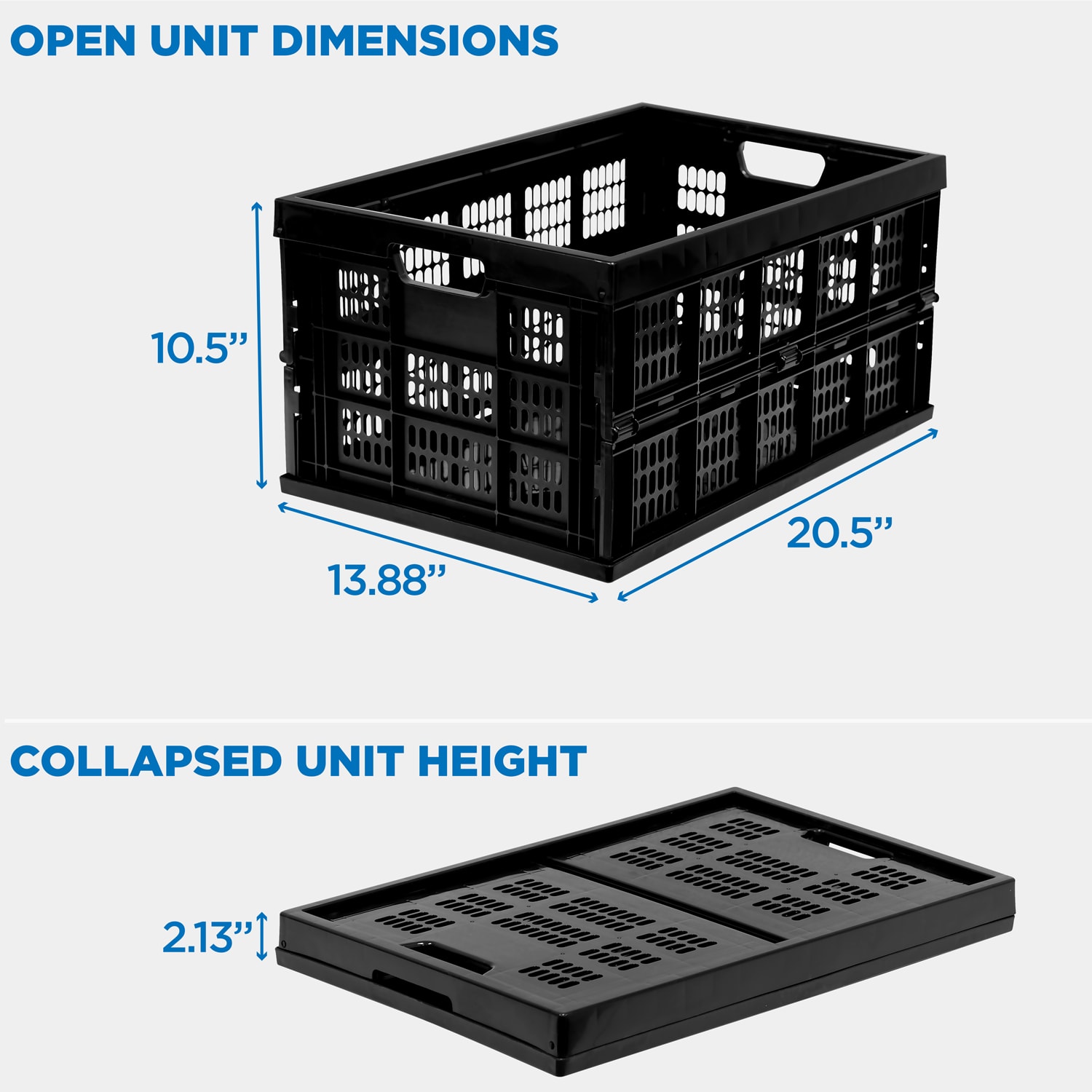 Mount-It! Collapsible Standard Duty Storage Crate, 10-1/2inH x 20-1/2inW x 13-15/16inD, Black - Image 5