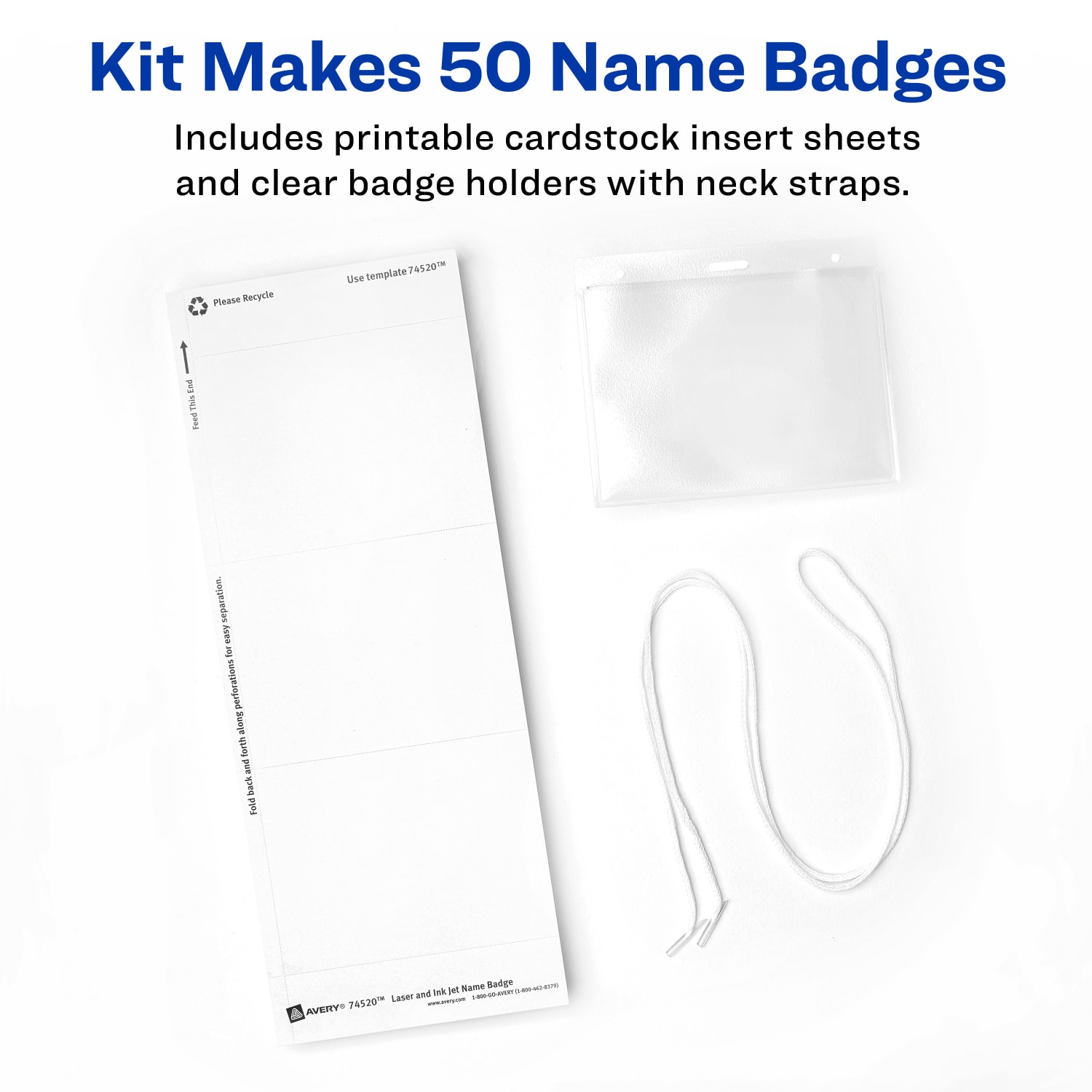 Avery Customizable Hanging Style Name Badges, 74520, 3in x 4in, White, Box Of 50 - Image 3