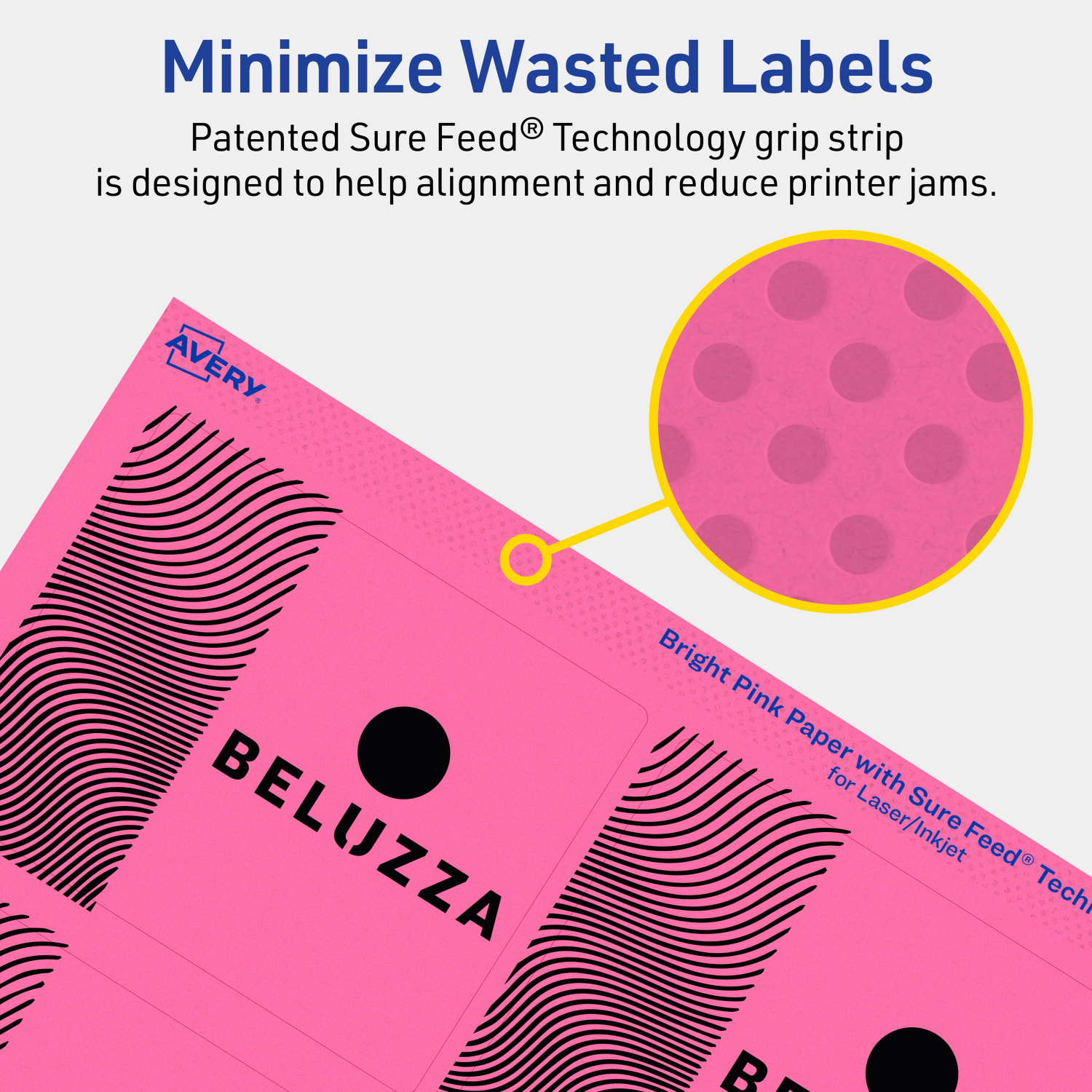 Avery Print-To-The-Edge Labels With Sure Feed Technology And Easy Peel, 94248-BPP10, Rectangle, 3in x 3-3/4in, Matte Bright Pink, Pack of 60 - Image 5
