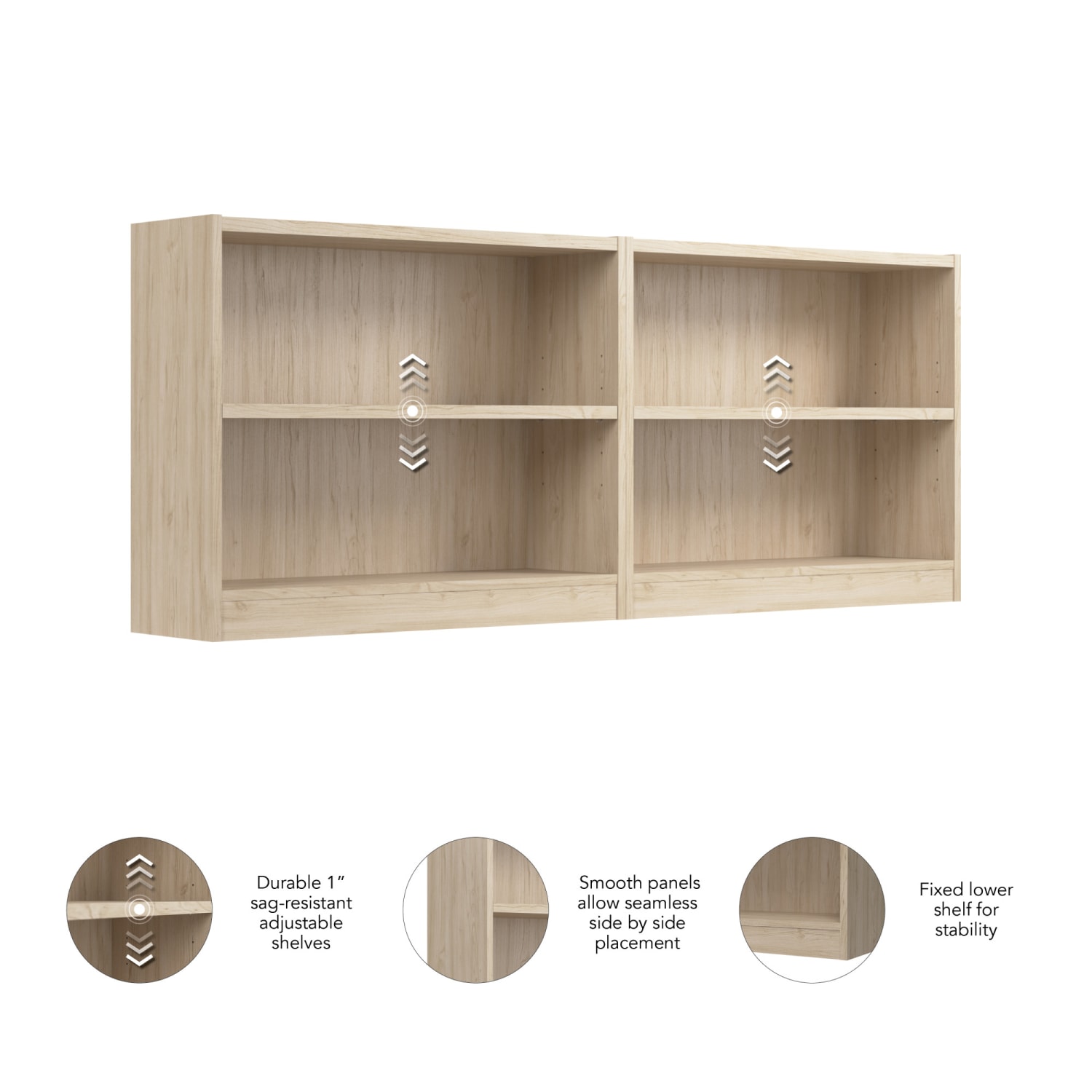 Bush Furniture 30inH Universal Small 2 Shelf Bookcase - Set of 2, Natural Elm, Standard Delivery - Image 6