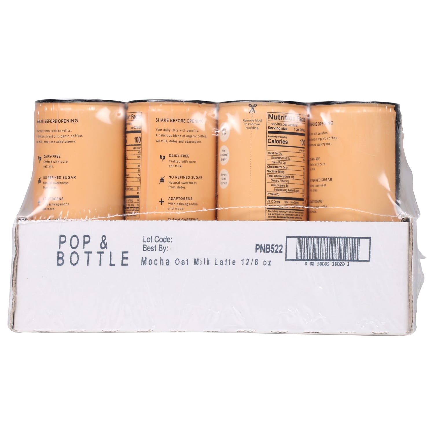 Pop & Bottle Oat Milk Lattes, Mocha, 8 Oz, Total Qty 12 - Image 5