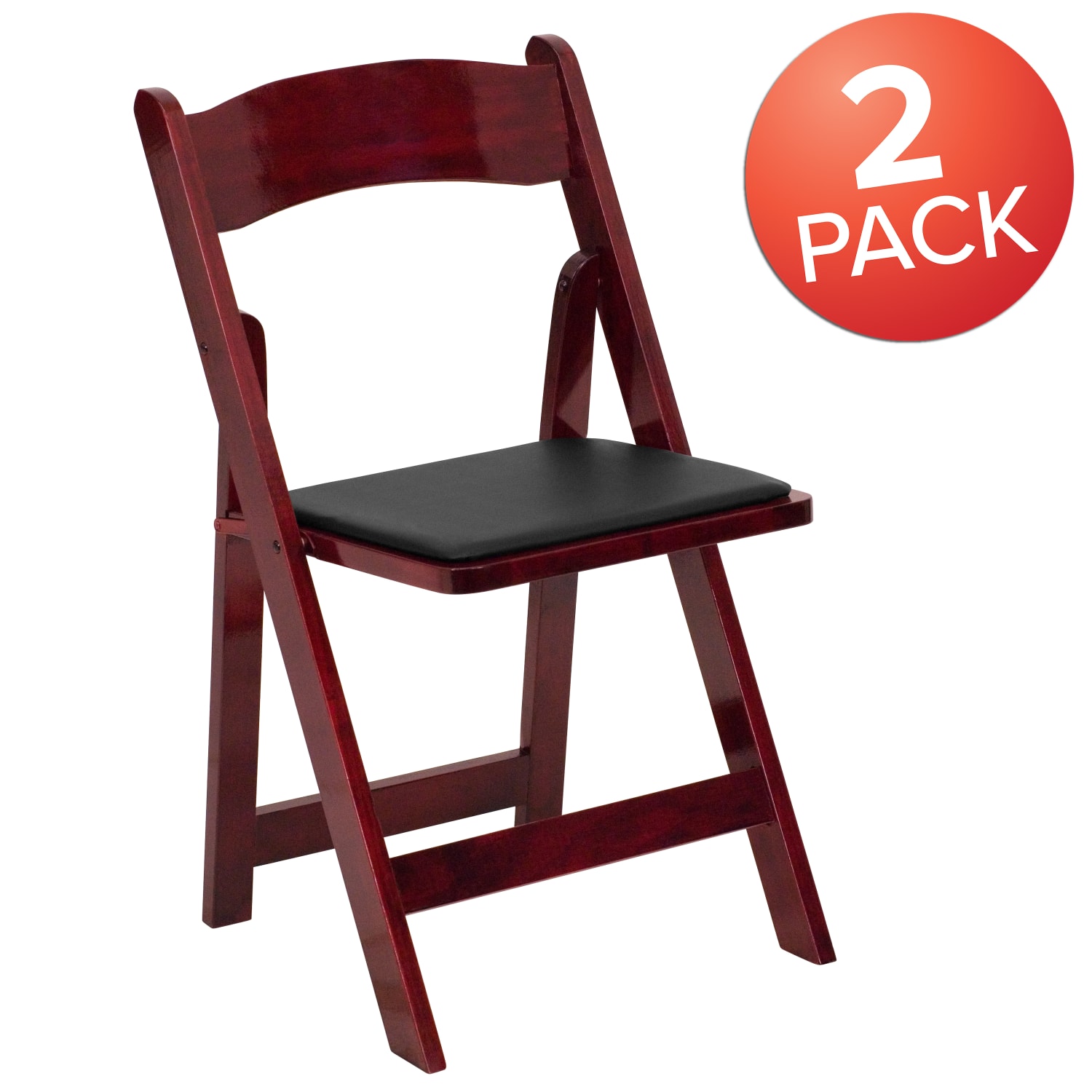 Flash Furniture HERCULES Series Wood Folding Chairs With Vinyl Padded Seats, Mahogany, Pack Of 2 Chairs - Image 3