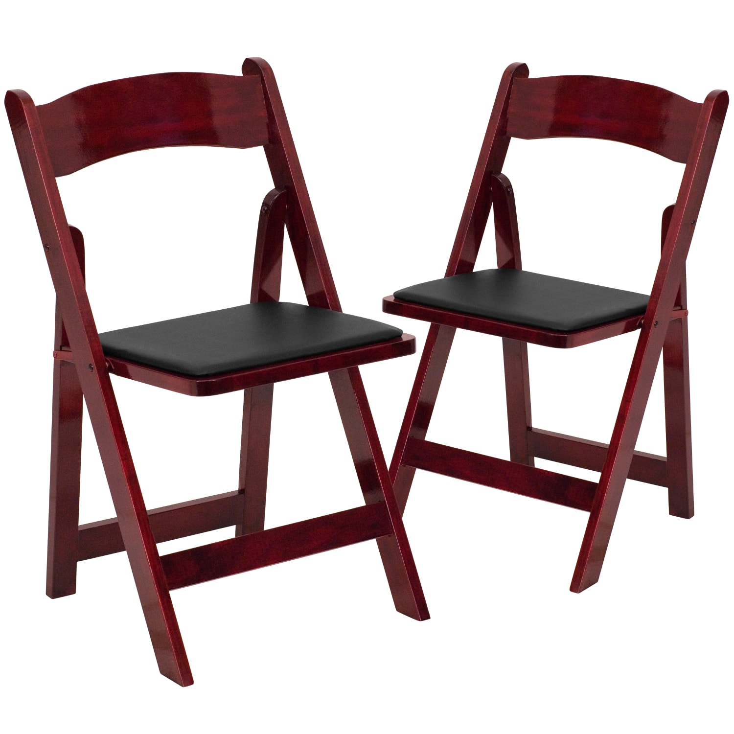 Flash Furniture HERCULES Series Wood Folding Chairs With Vinyl Padded Seats, Mahogany, Pack Of 2 Chairs - Image 4