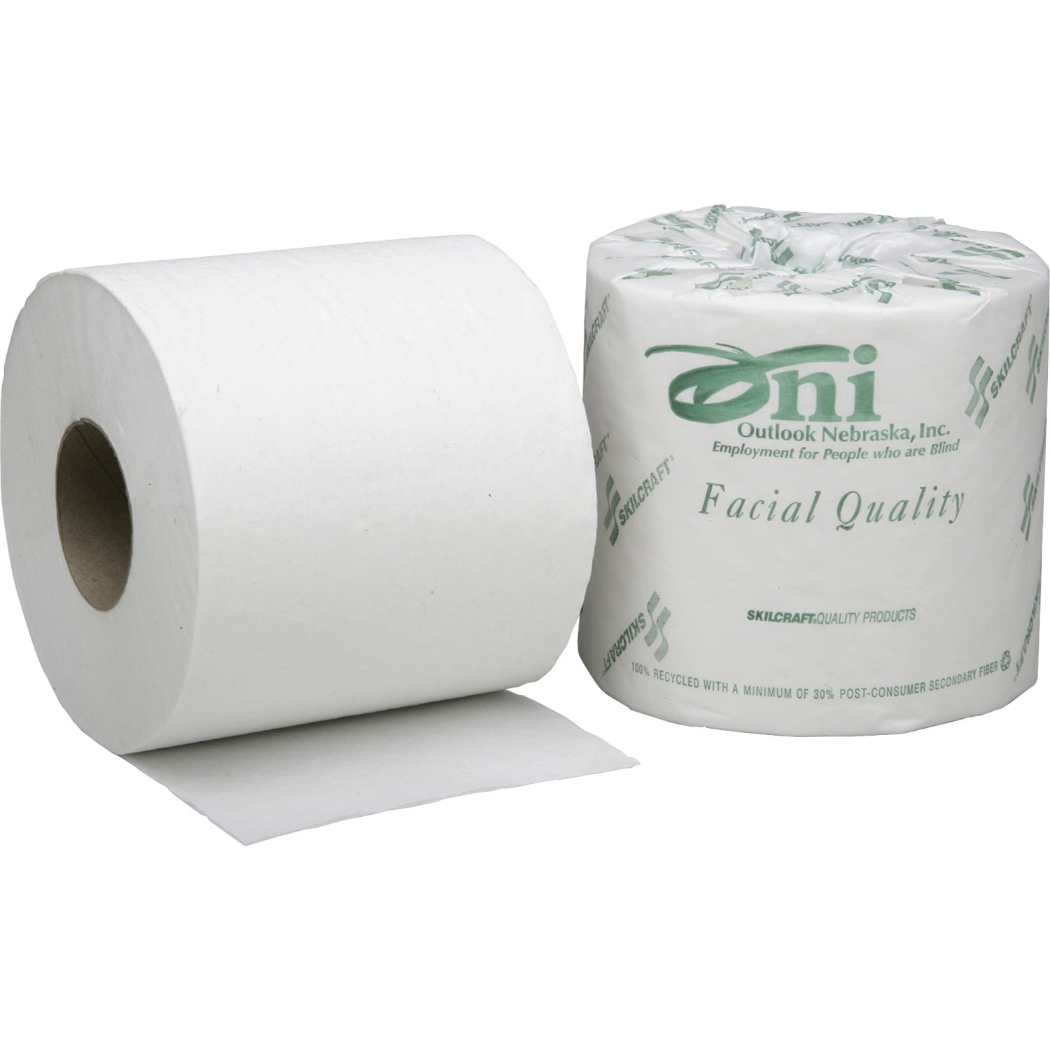 SKILCRAFT Facial Quality Toilet Paper, 100% Recycled, 500 Sheets Per Roll, Pack Of 40 Rolls (AbilityOne 8540-01-554-7678) - Image 3