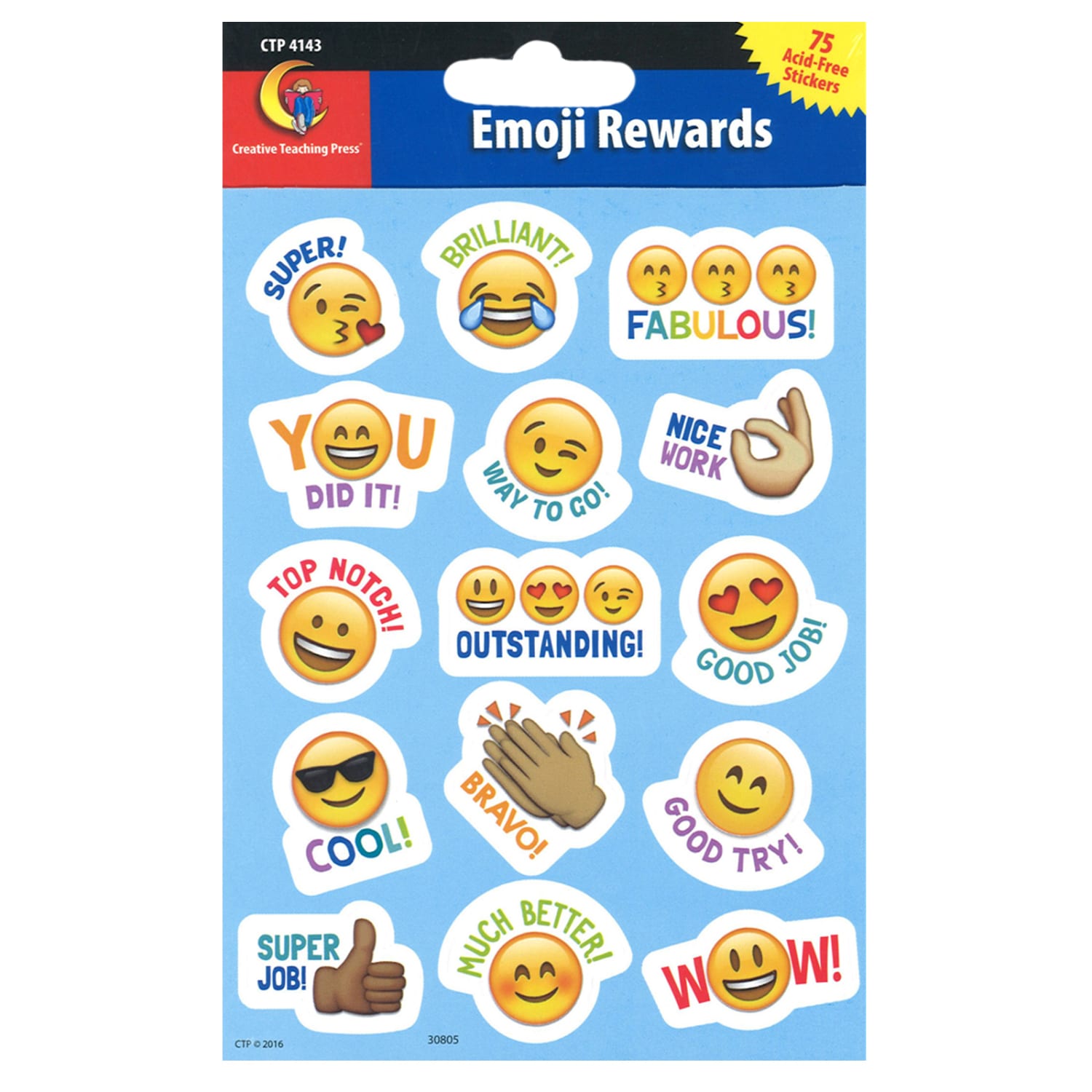 Creative Teaching Press Reward Stickers, Emoji Fun, 75 Stickers Per Pack, Set Of 6 Packs - Image 3