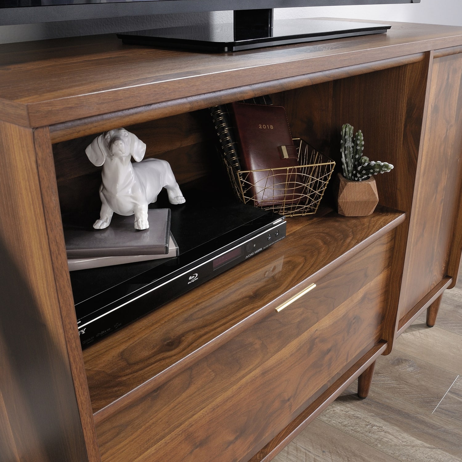 Sauder Clifford Place Credenza For 46in TV, Grand Walnut - Image 6